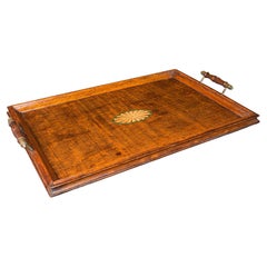 Antique Serving Tray, English, Oak, Brass, Afternoon Tea, Edwardian, circa 1910