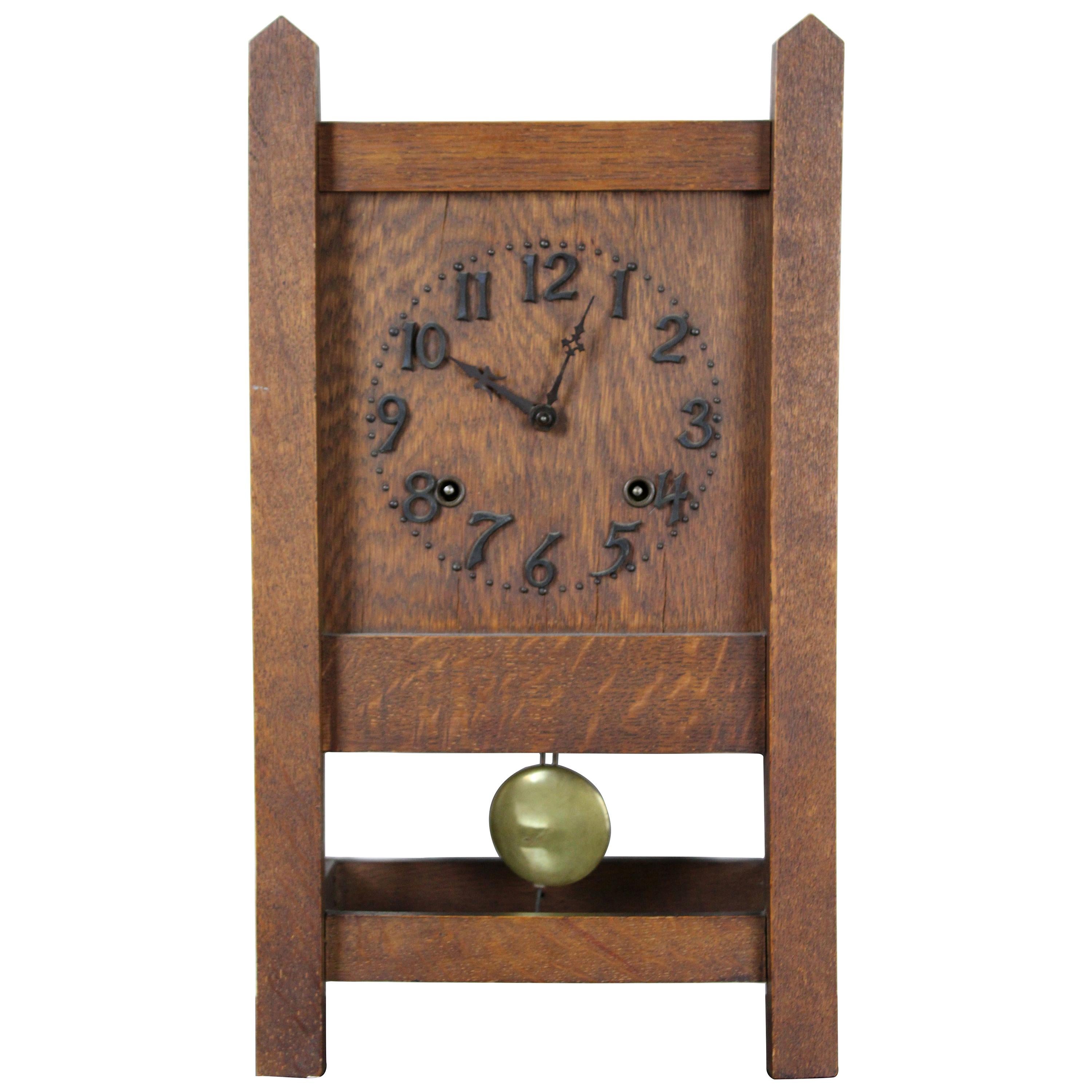 Antique Sessions 8 Day Quartersawn Oak Mission Arts & Crafts Mantel Clock