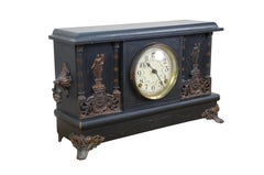 Antique Sessions Neoclassical Figure with Lyre Key Wound Mantel Clock 18"