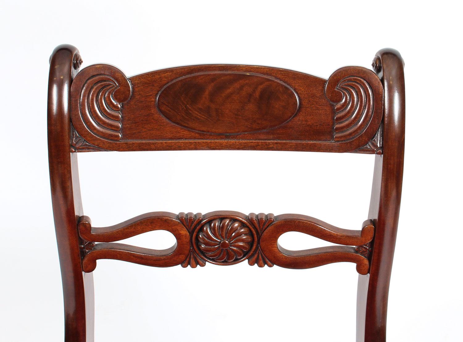 Antique Set 10 English Mahogany Regency Dining Chairs 19th Century 10
