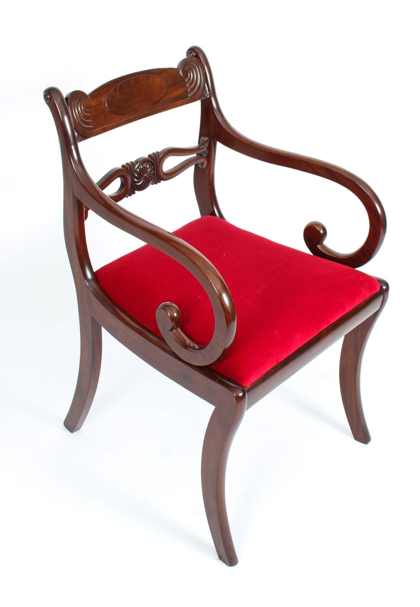 Mid-19th Century Antique Set 10 English Mahogany Regency Dining Chairs 19th Century