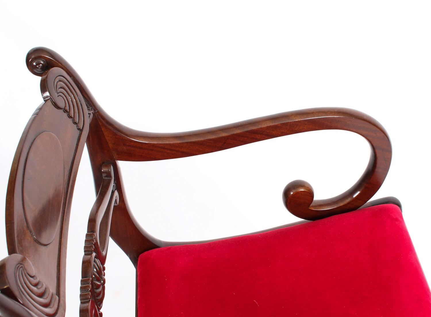 Antique Set 10 English Mahogany Regency Dining Chairs 19th Century 1