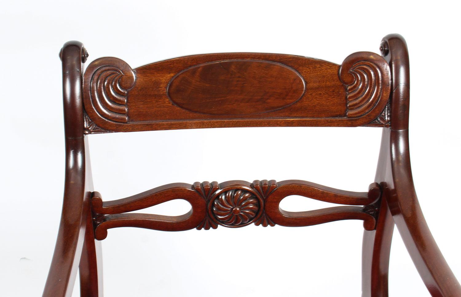 Antique Set 10 English Mahogany Regency Dining Chairs 19th Century 2