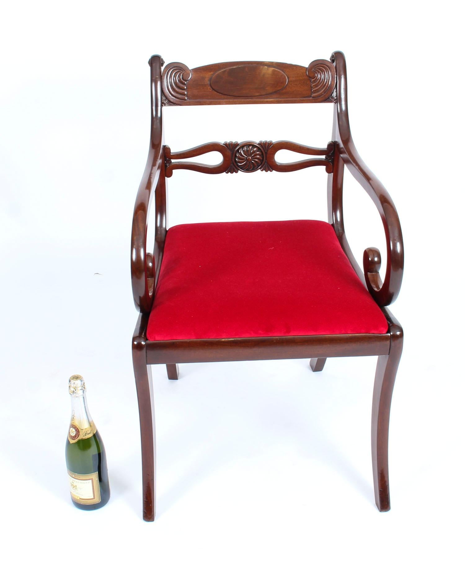 Antique Set 10 English Mahogany Regency Dining Chairs 19th Century 3