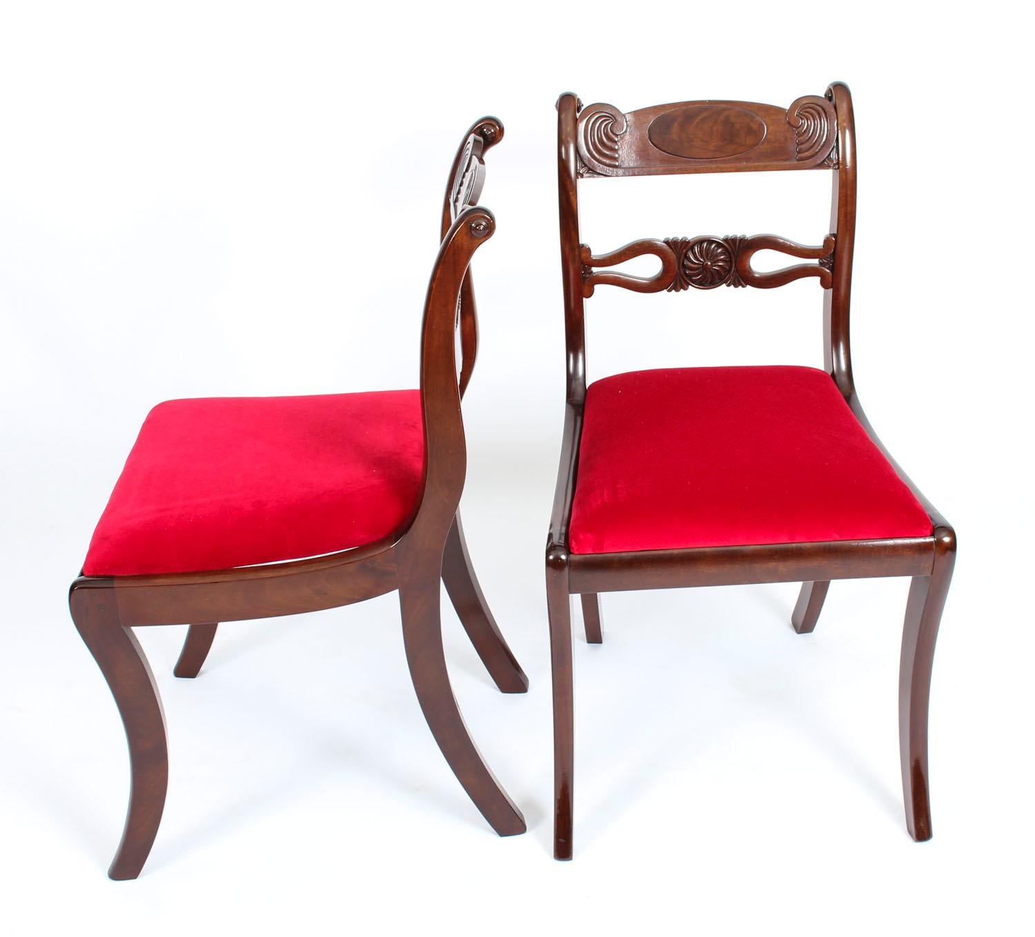 Antique Set 10 English Mahogany Regency Dining Chairs 19th Century 4