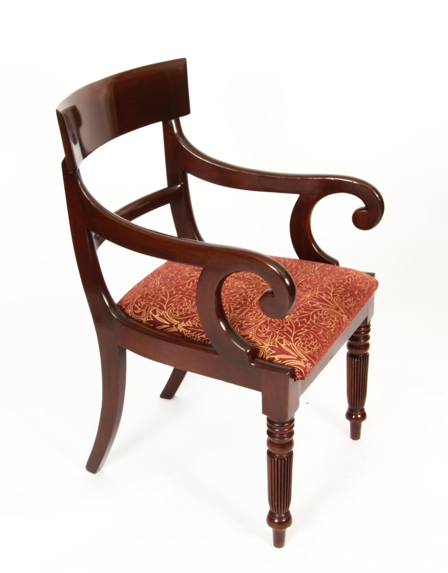 Antique Set 10 English William IV Barback Dining Chairs 19th Century 8
