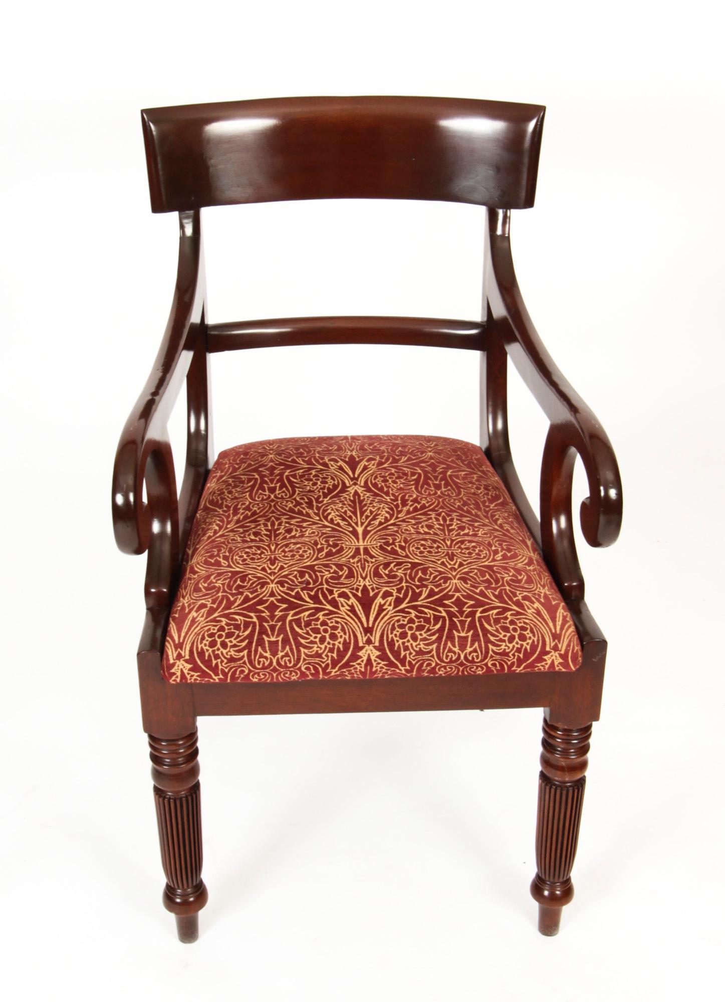 Antique Set 10 English William IV Barback Dining Chairs 19th Century 9