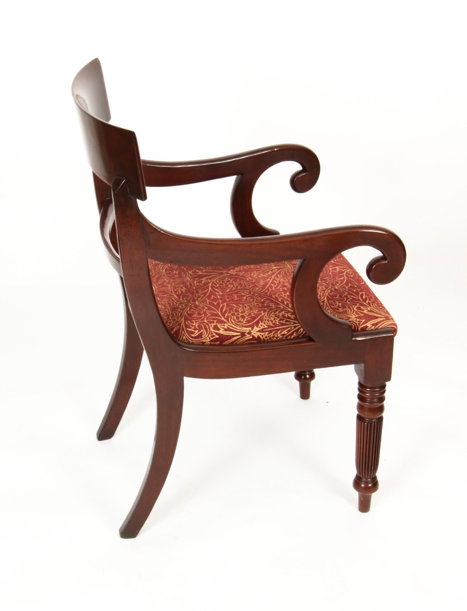 Antique Set 10 English William IV Barback Dining Chairs 19th Century 10