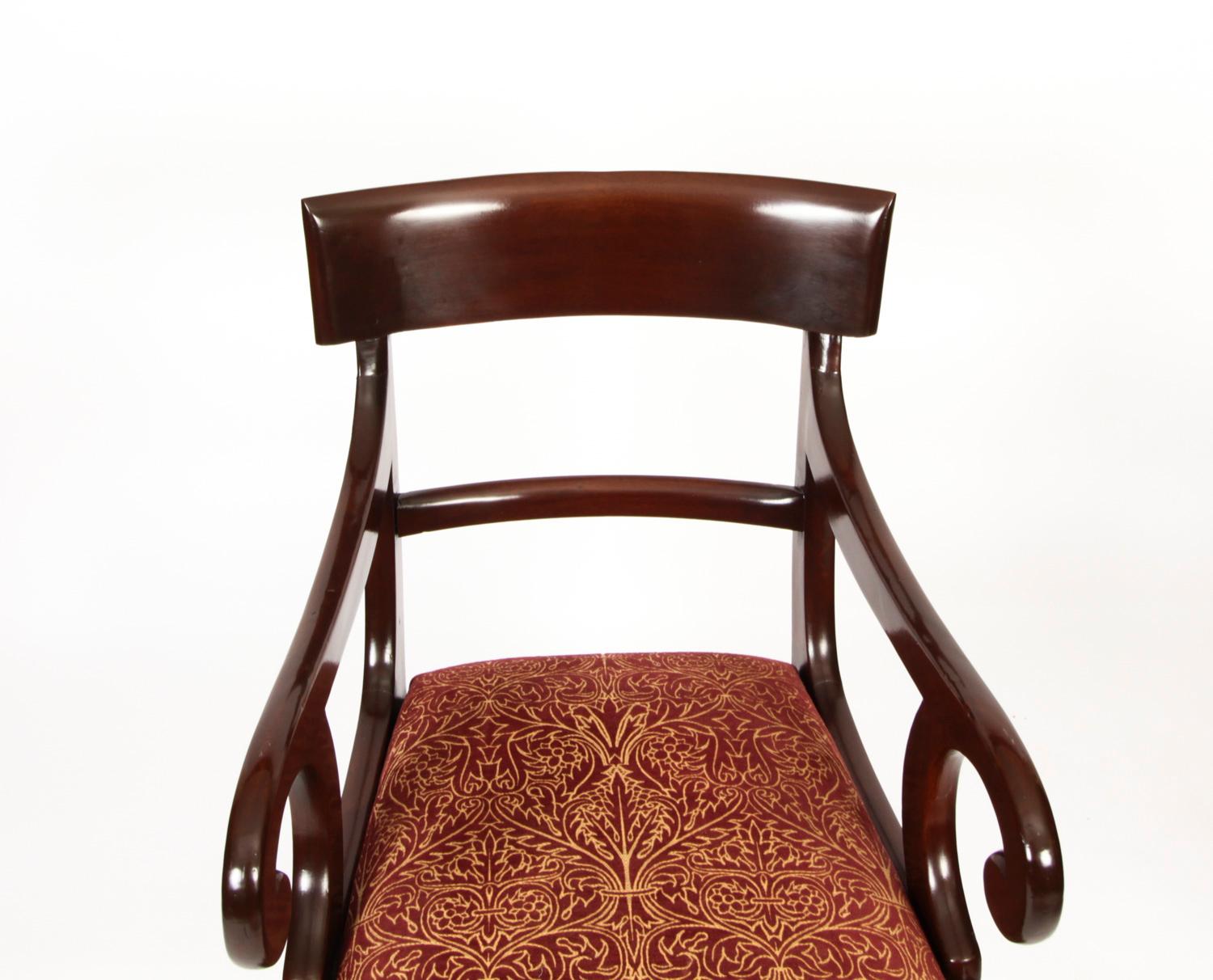 Antique Set 10 English William IV Barback Dining Chairs 19th Century 12