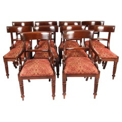 Antique Set 10 English William IV Barback Dining Chairs 19th Century