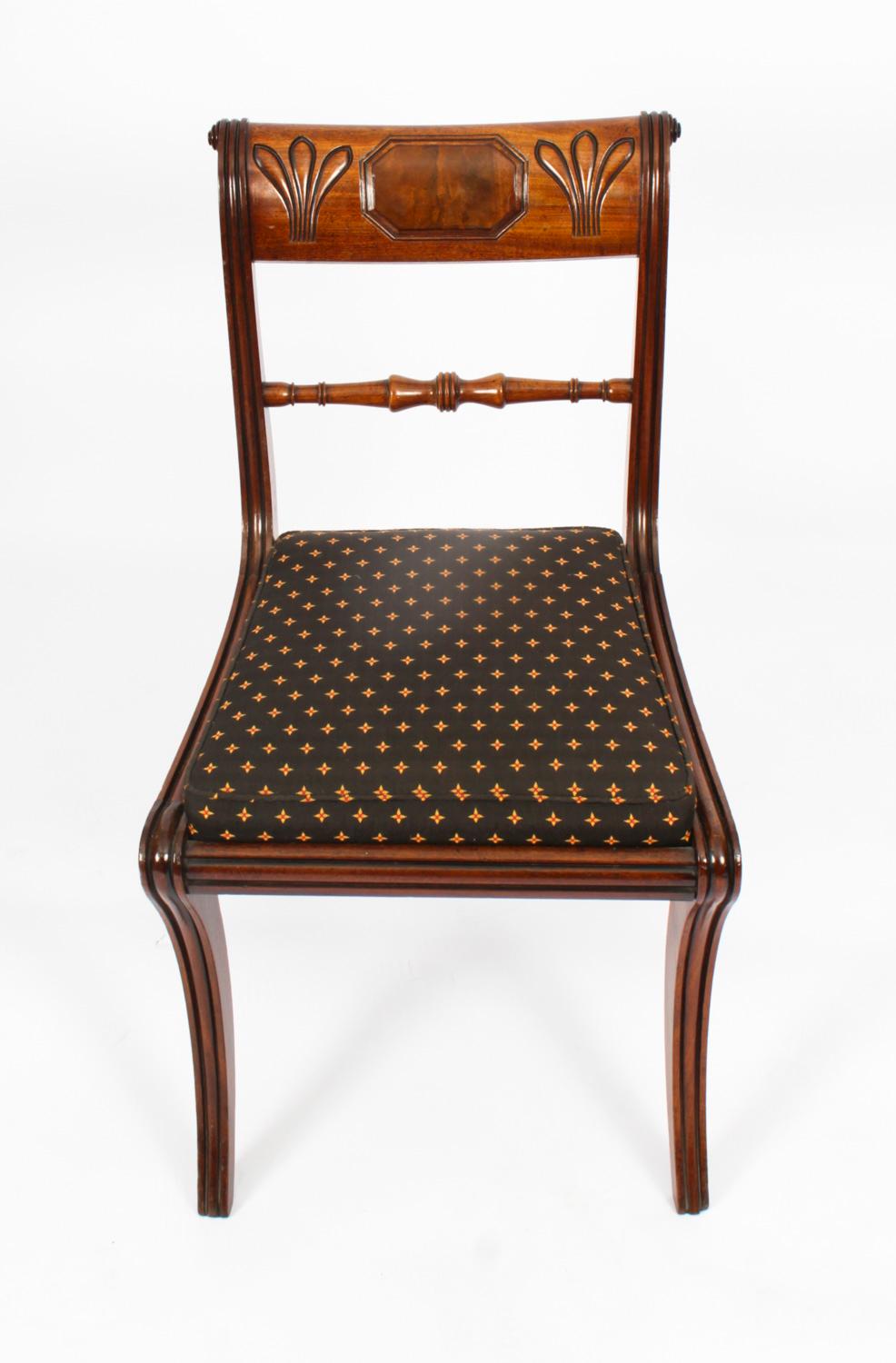 Antique Set 10 Scottish Regency Dining Chairs 19th Century 6