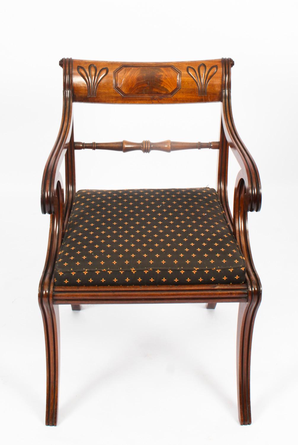 Antique Set 10 Scottish Regency Dining Chairs 19th Century 7