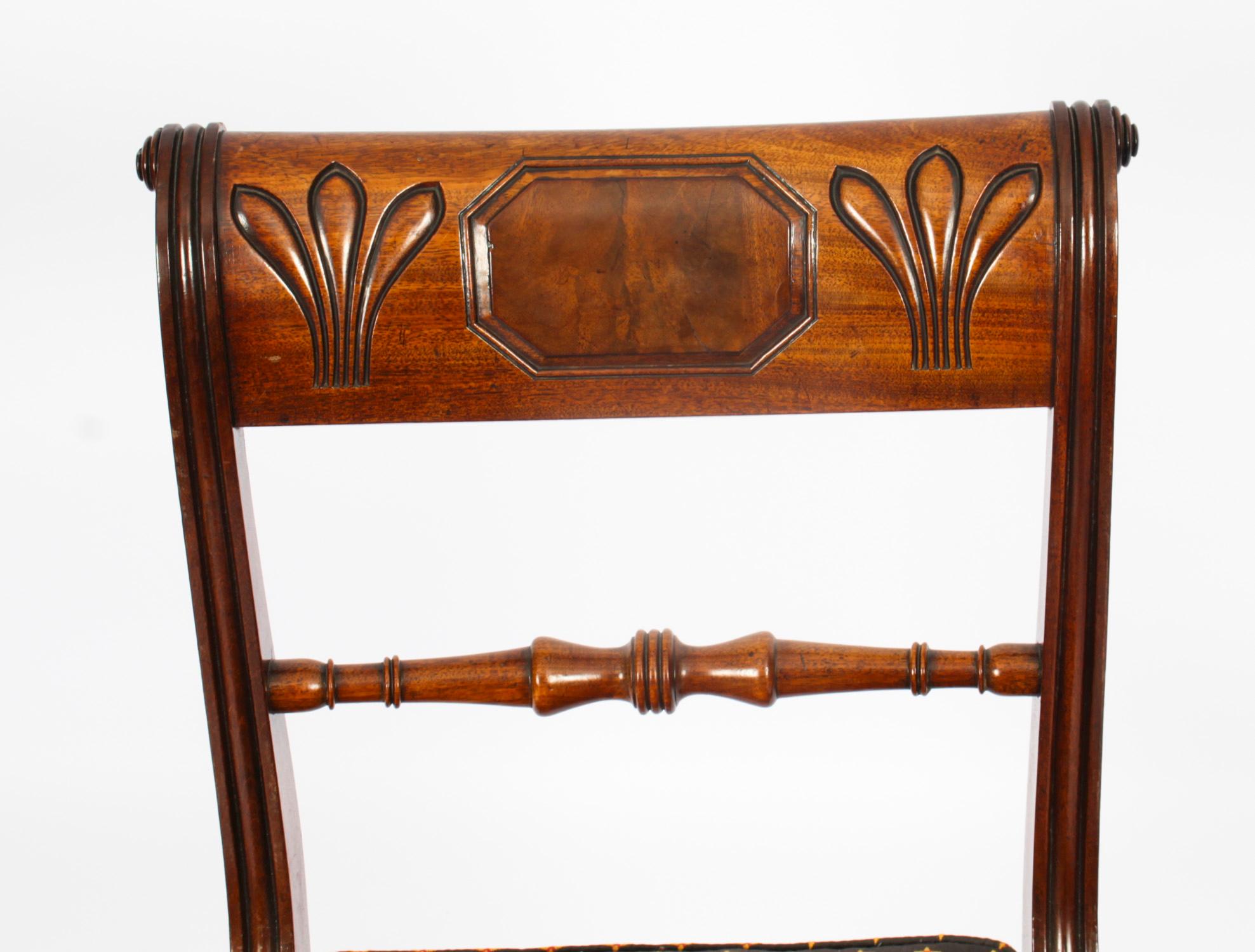 Antique Set 10 Scottish Regency Dining Chairs 19th Century 8