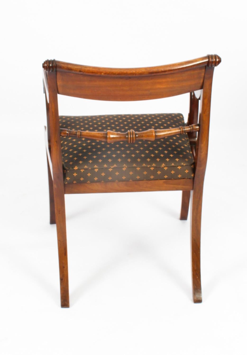 Mahogany Antique Set 10 Scottish Regency Dining Chairs 19th Century