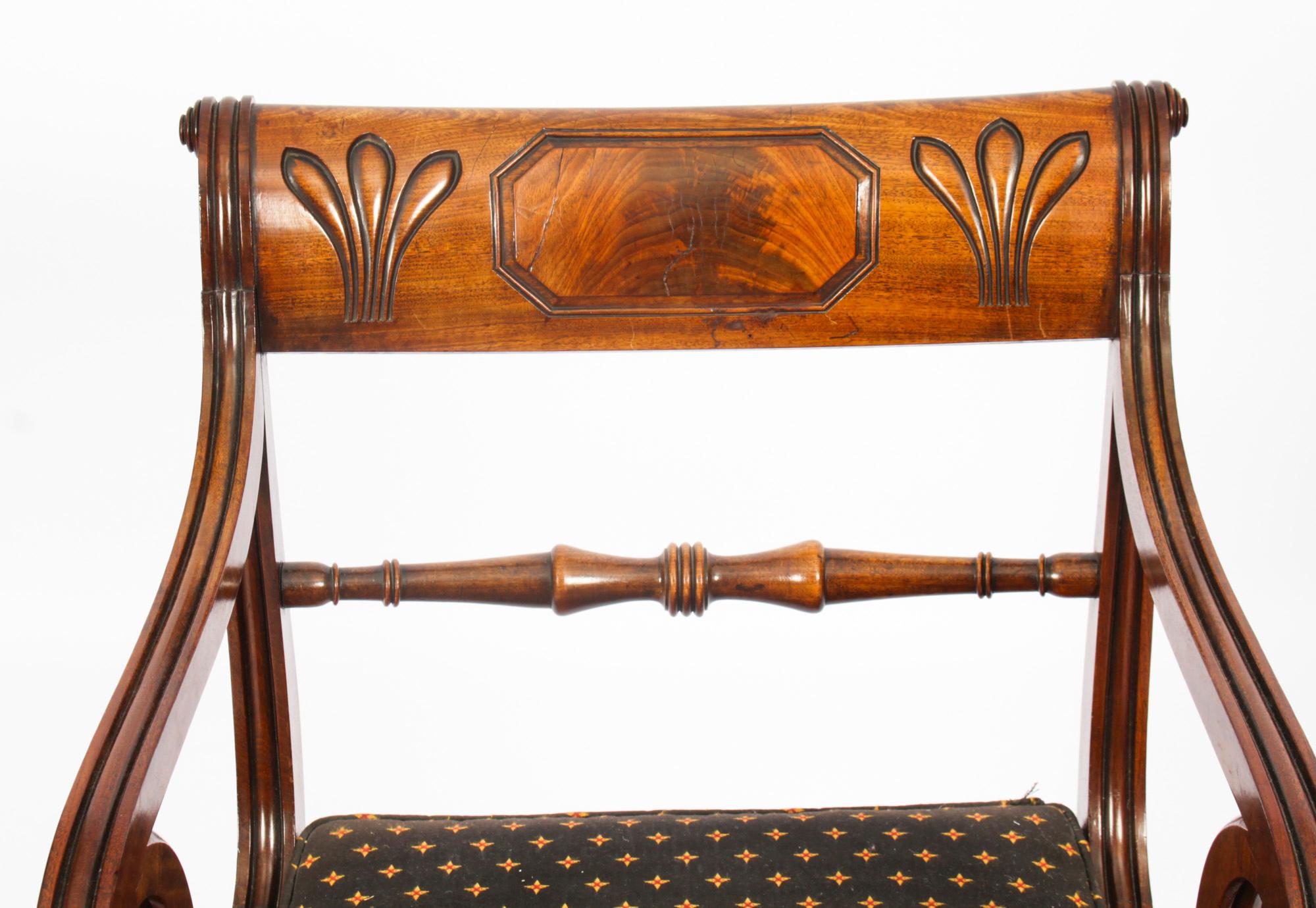 Antique Set 10 Scottish Regency Dining Chairs 19th Century 3