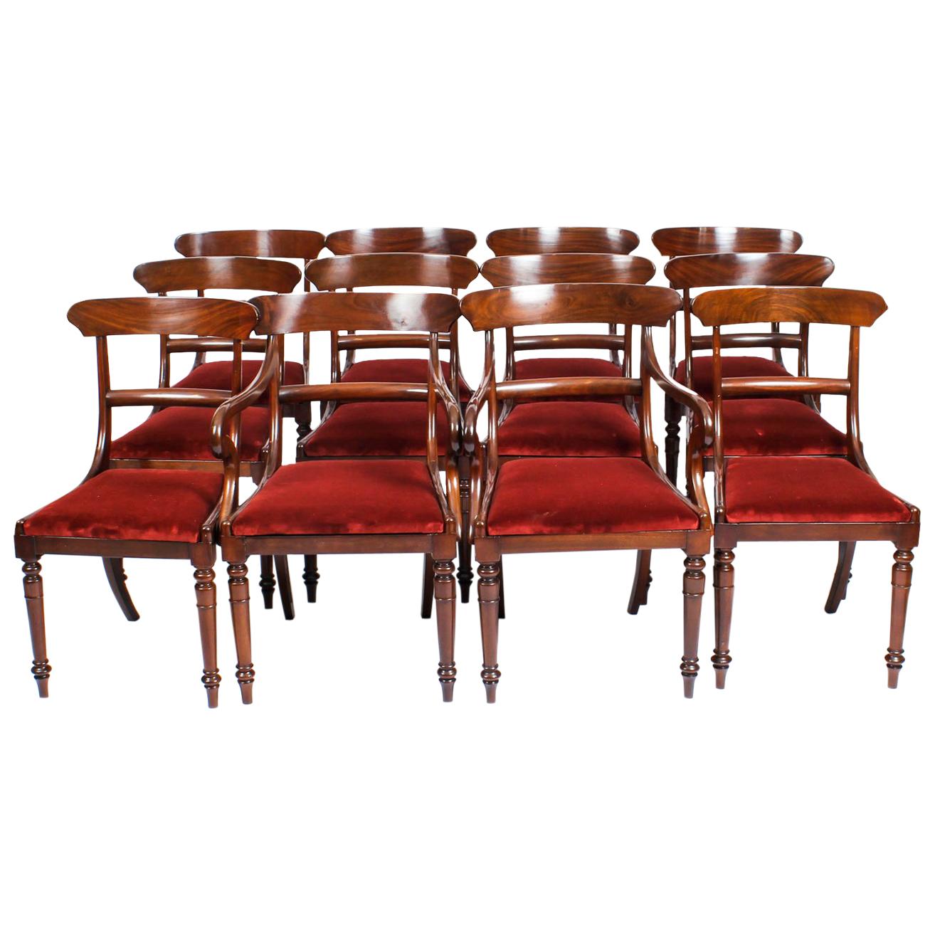 Antique Set 12 '10+2' Victorian Mahogany Bar Back Dining Chairs, 19th Century