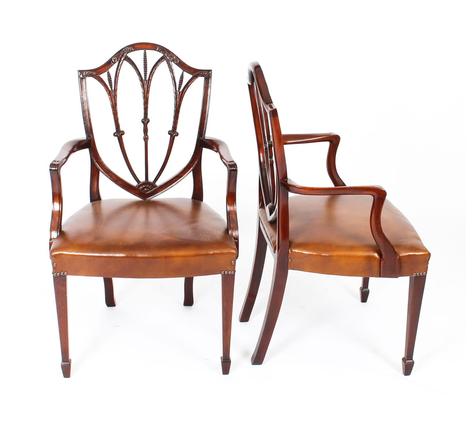 Antique Set 12 English Mahogany Hepplewhite Dining Chairs 19th Century 6