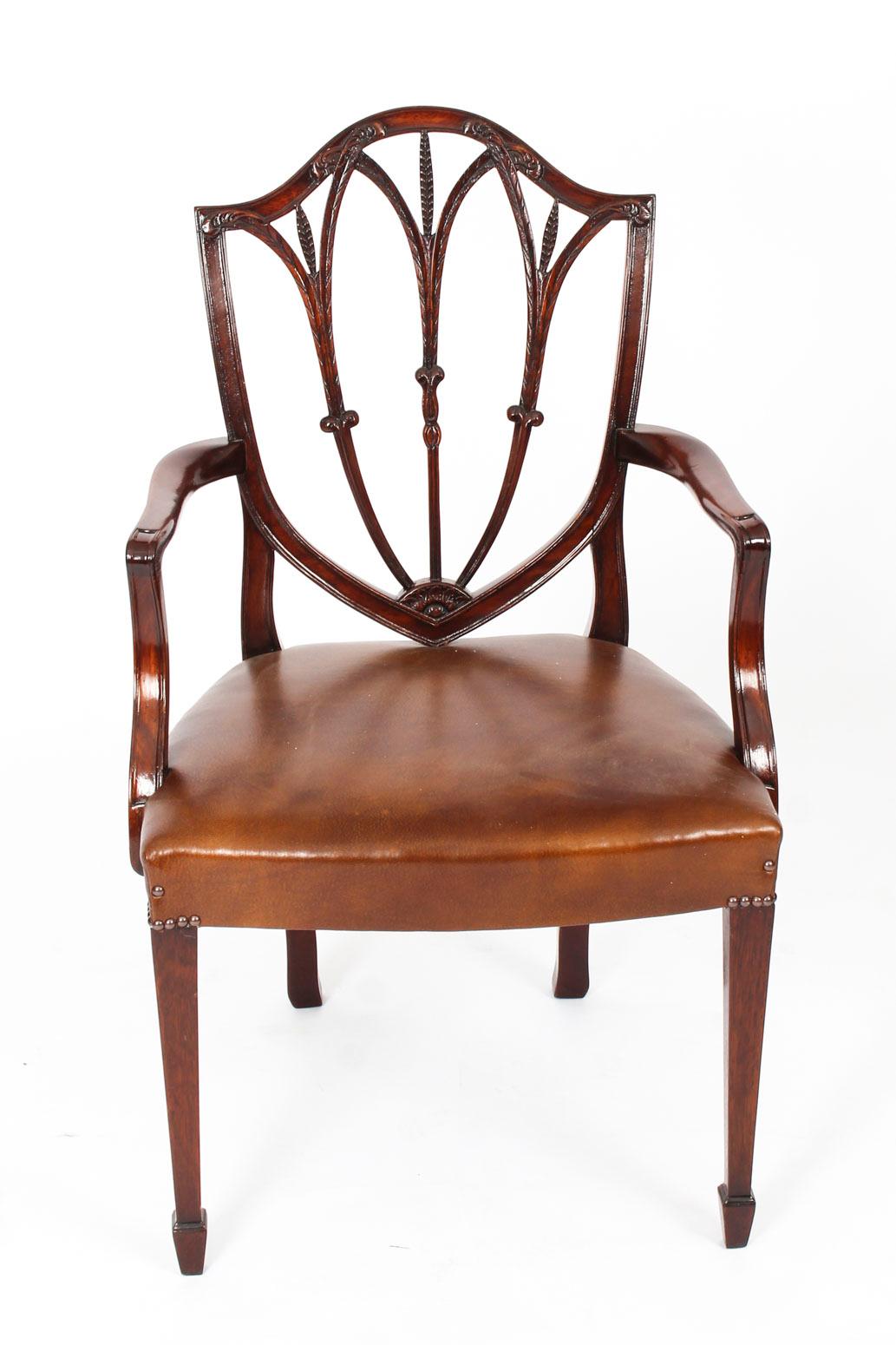 Antique Set 12 English Mahogany Hepplewhite Dining Chairs 19th Century 7