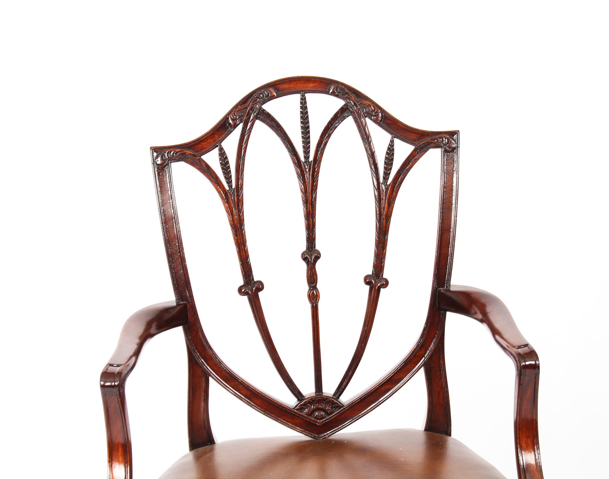 Antique Set 12 English Mahogany Hepplewhite Dining Chairs 19th Century 8