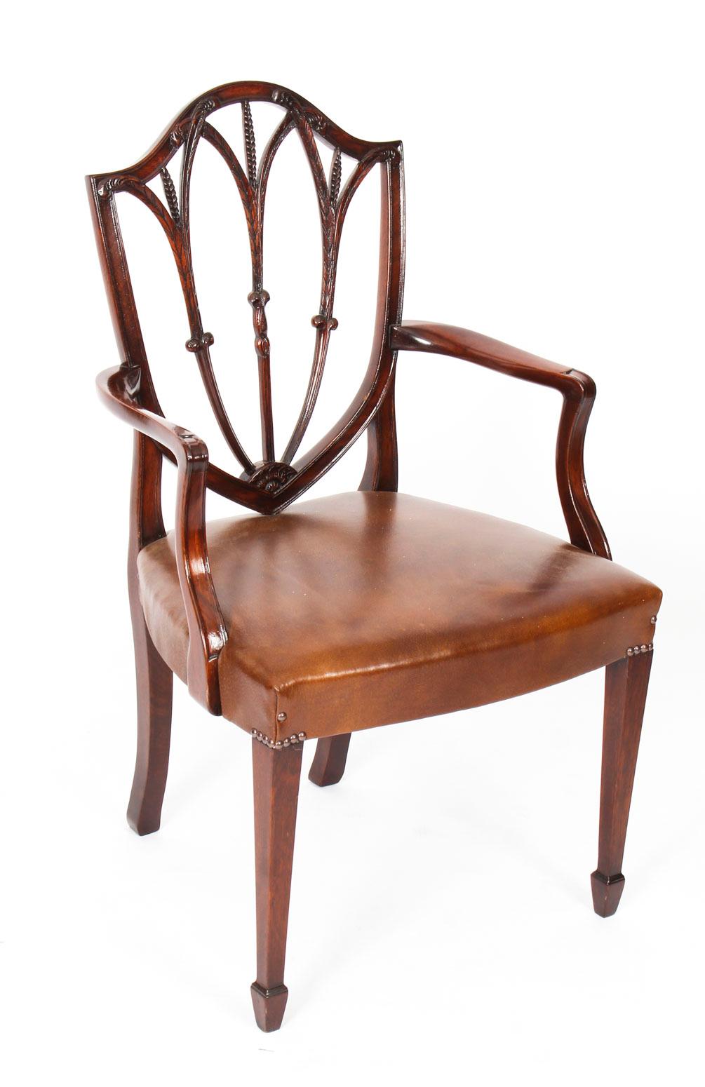 Antique Set 12 English Mahogany Hepplewhite Dining Chairs 19th Century 11