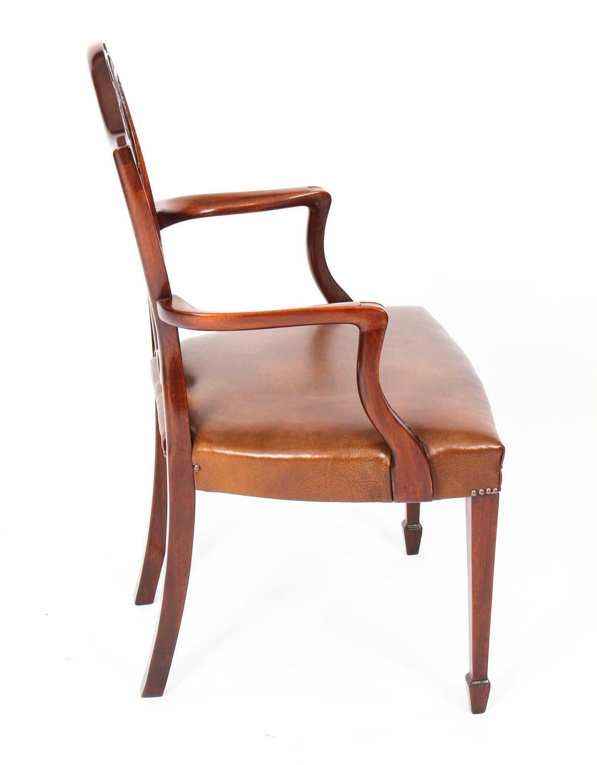 Antique Set 12 English Mahogany Hepplewhite Dining Chairs 19th Century 12