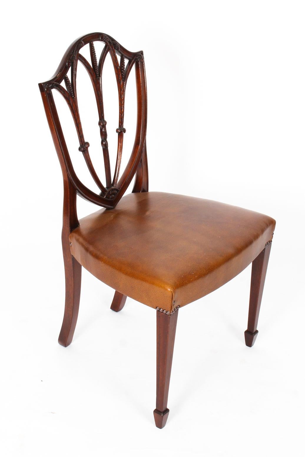 Antique Set 12 English Mahogany Hepplewhite Dining Chairs 19th Century In Good Condition In London, GB