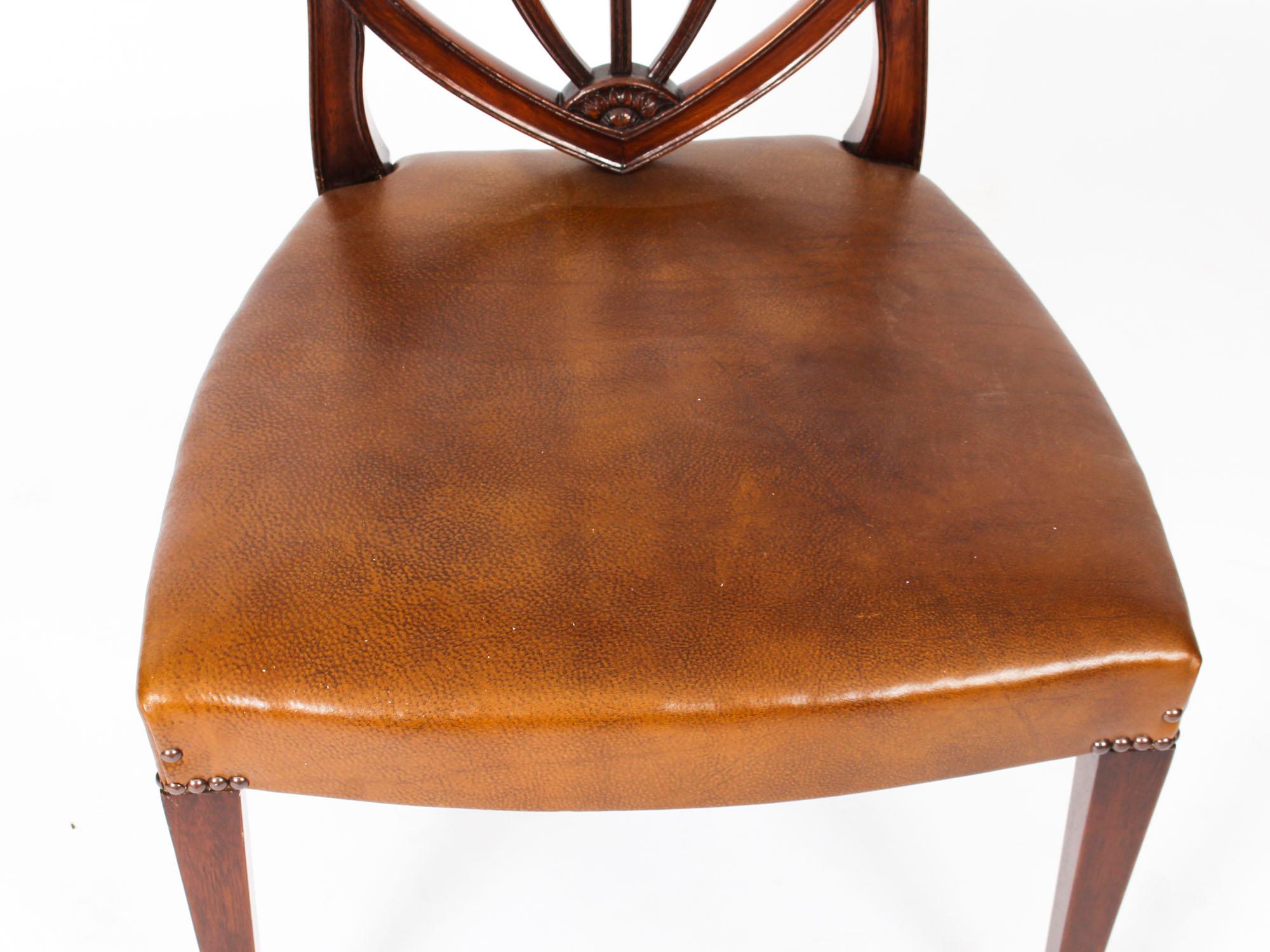 Antique Set 12 English Mahogany Hepplewhite Dining Chairs 19th Century 1