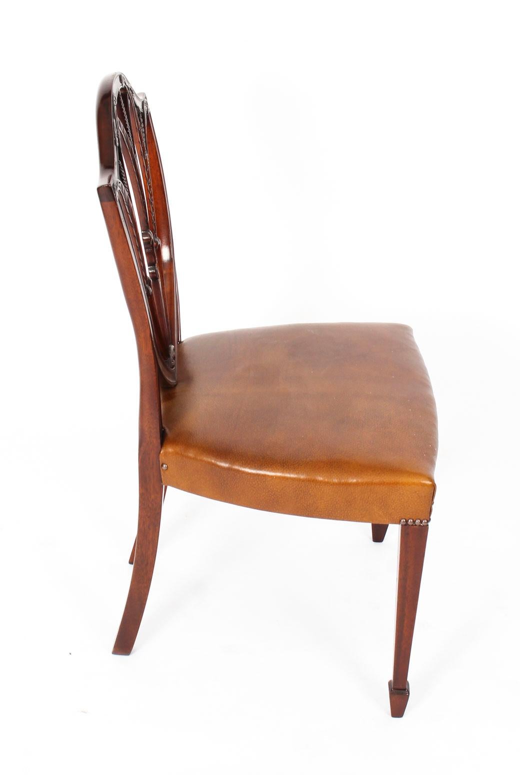 Antique Set 12 English Mahogany Hepplewhite Dining Chairs 19th Century 4
