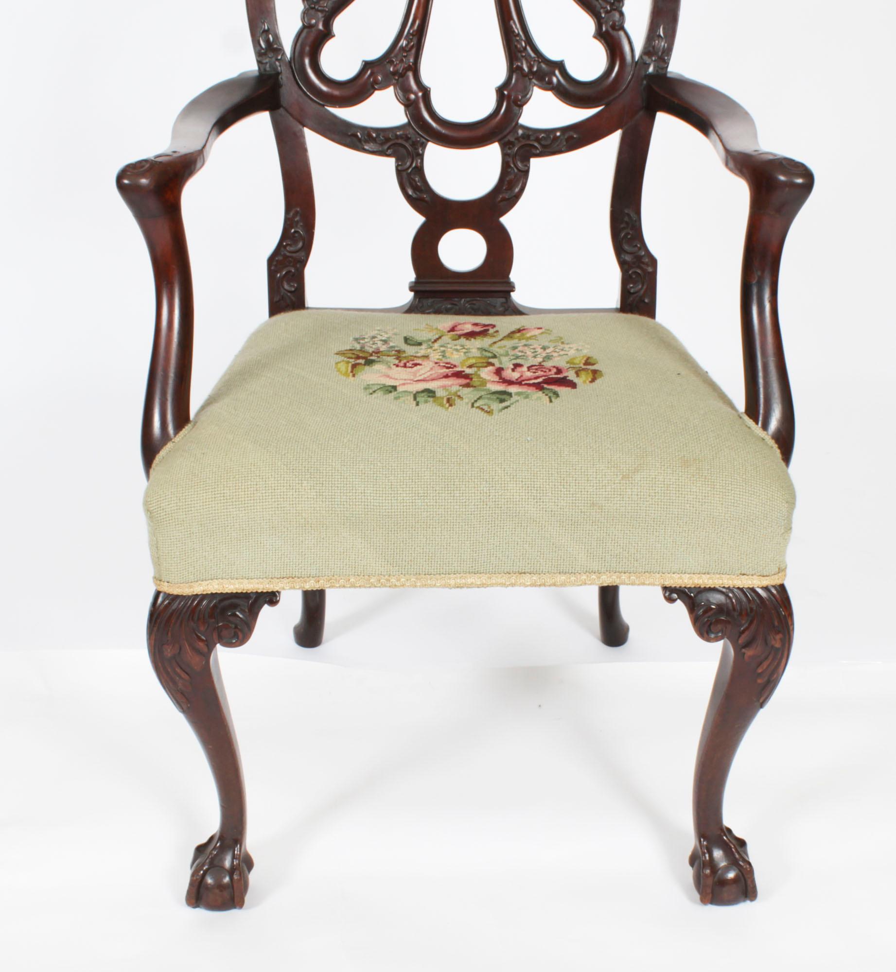 Mahogany Antique Set 12 George II Revival Dining Chairs by Robert Strahan 20th Century For Sale