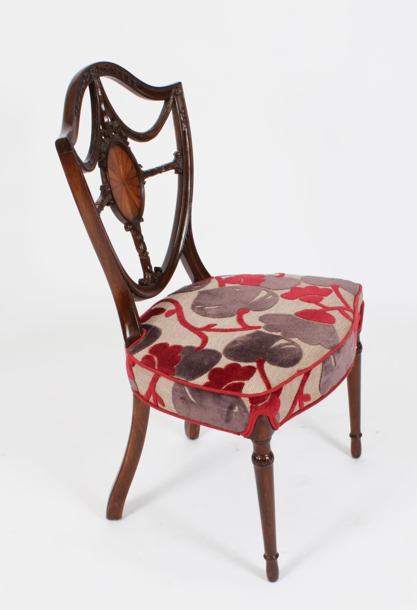 Antique Set 12 Hepplewhite Mahogany Dining Chairs 19th Century 2