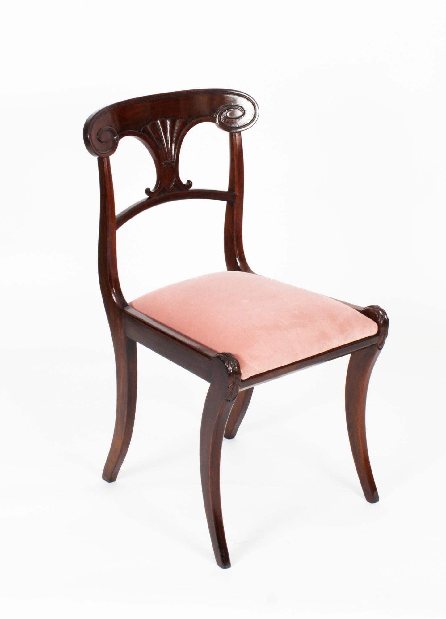 English Antique Set 12 Regency Bar Back Dining Chairs 19th Century
