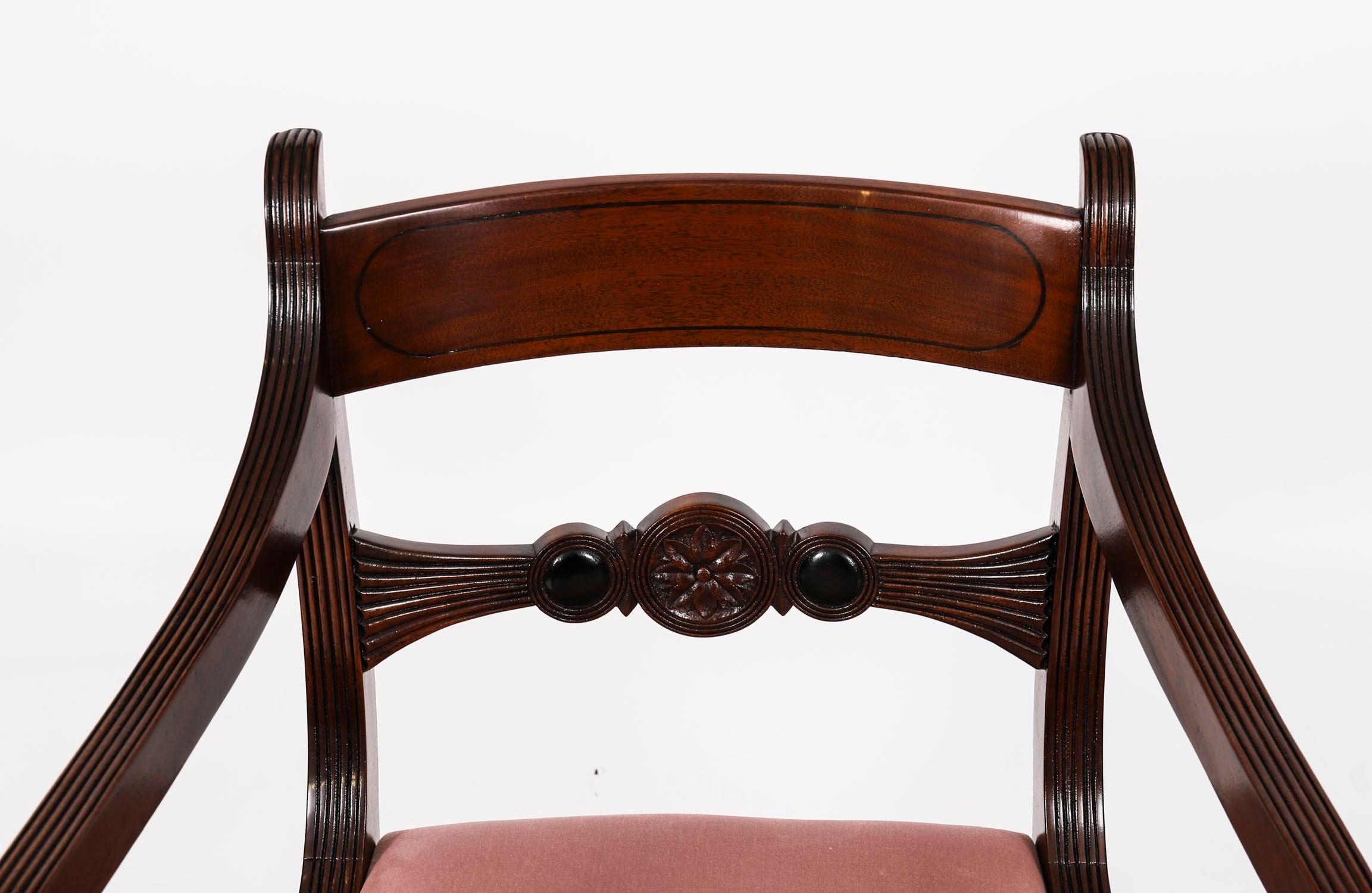 Antique Set 12 Regency Bar Back Dining Chairs C1830 19th Century in vendita 9