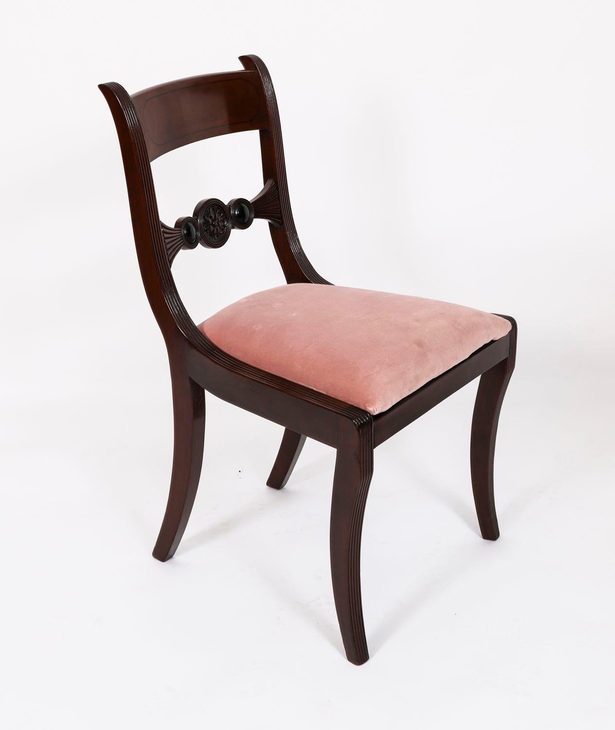 Mogano Antique Set 12 Regency Bar Back Dining Chairs C1830 19th Century in vendita