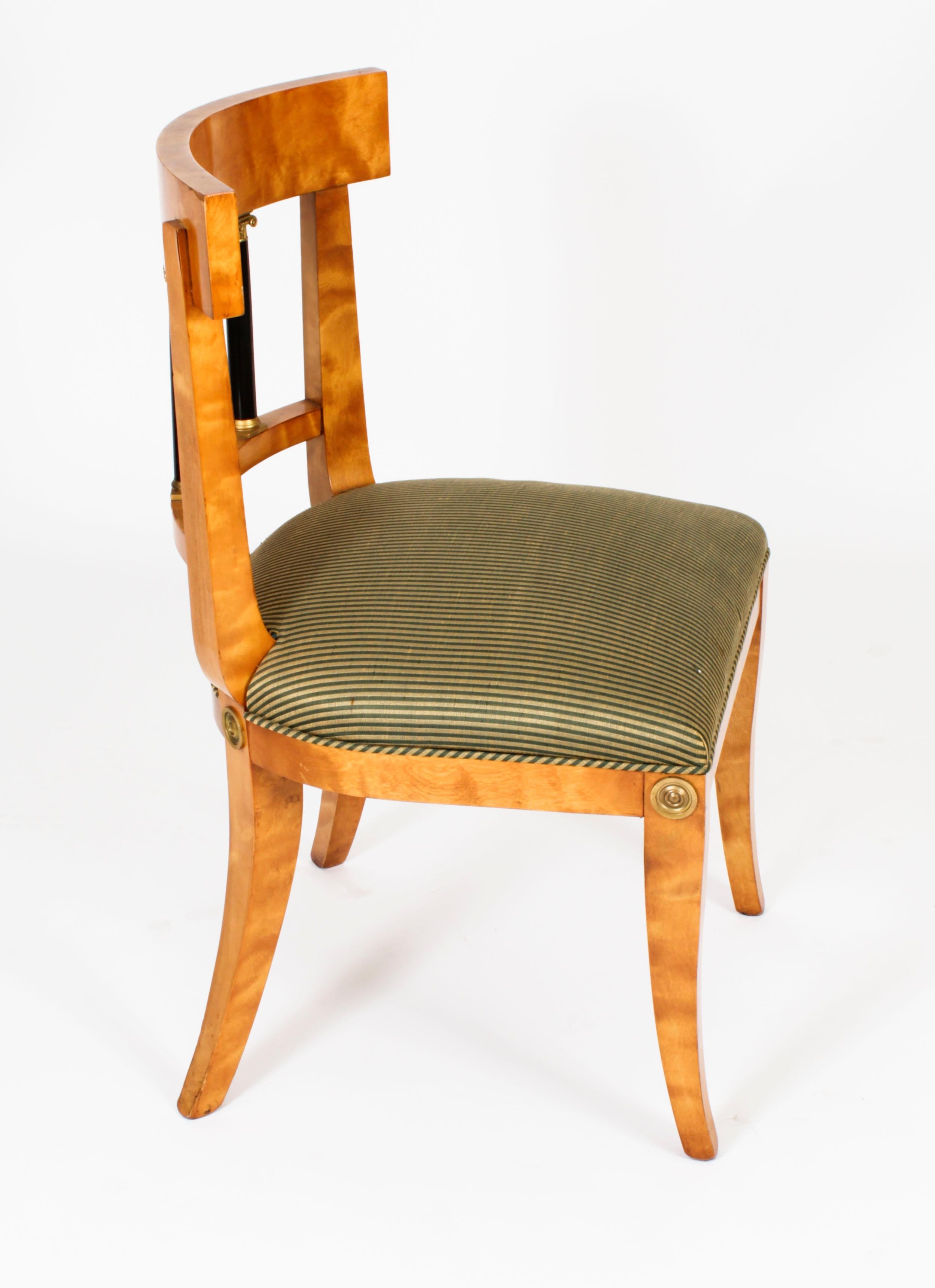 Antique Set 12 Swedish Biedermeier Birch Dining Chairs 19th C In Good Condition In London, GB