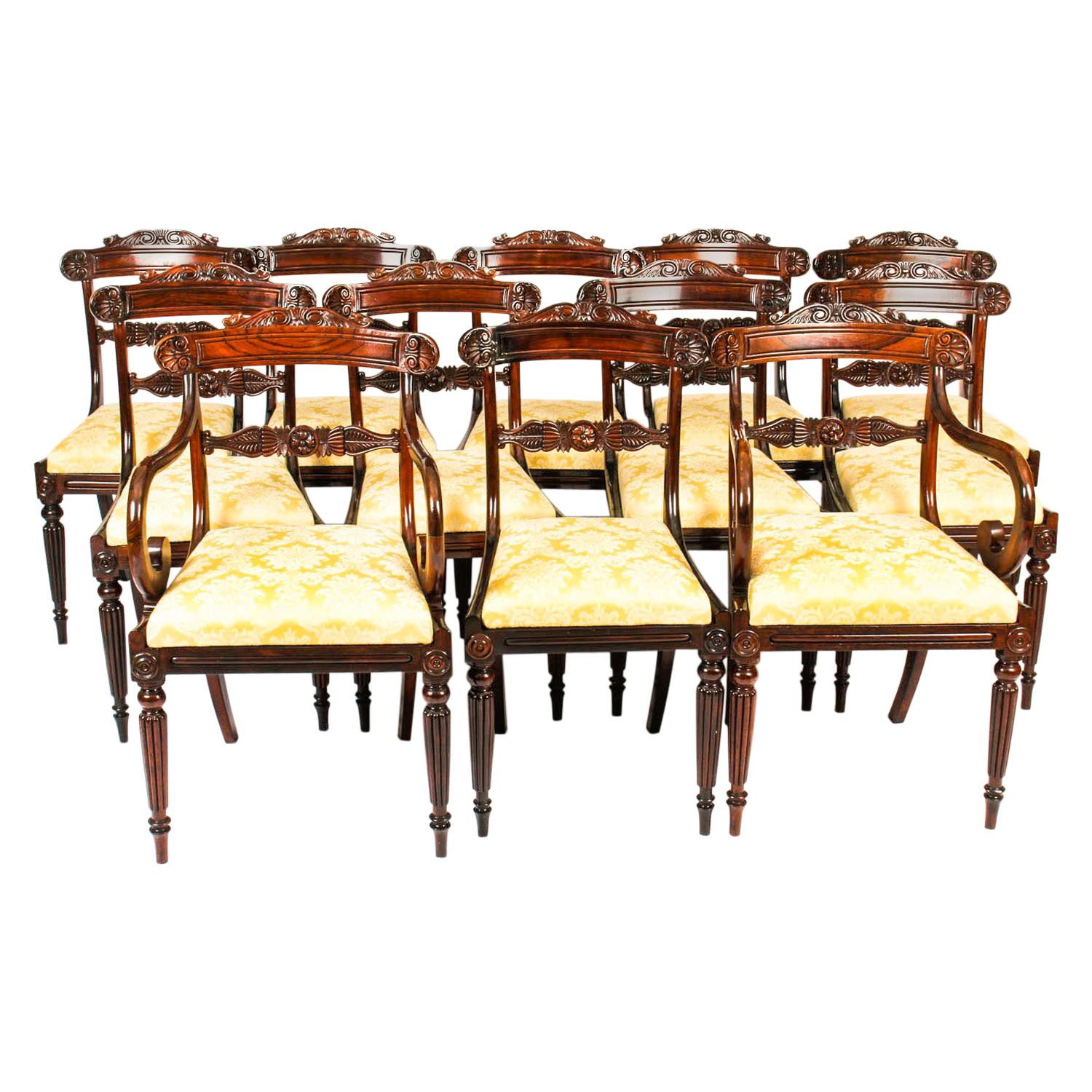 Antique Set 12 William IV Dining Chairs, Attributed to Gillows 19th Century