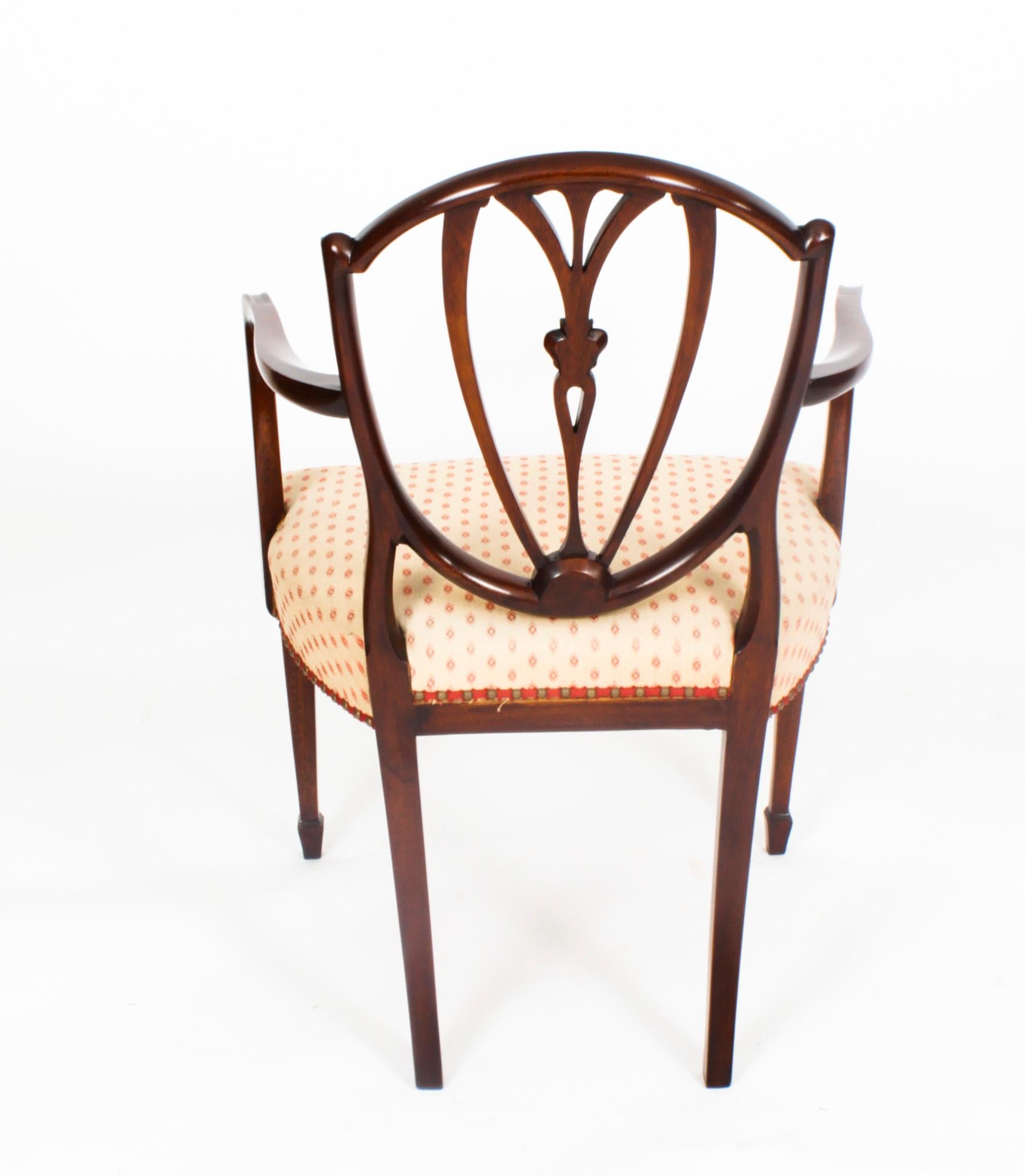 Antique Set 14 Hepplewhite Mahogany Dining Chairs 19th Century 5