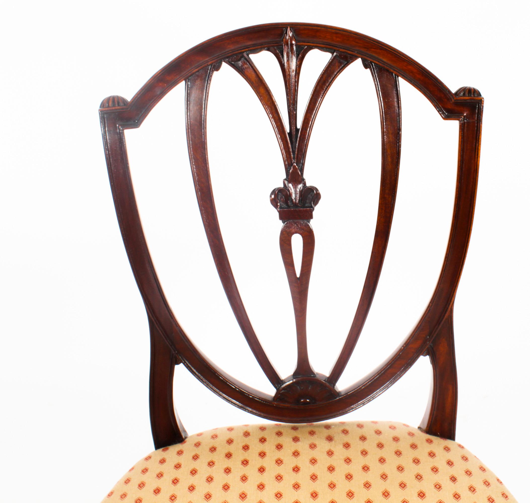 Antique Set 14 Hepplewhite Mahogany Dining Chairs 19th Century 11