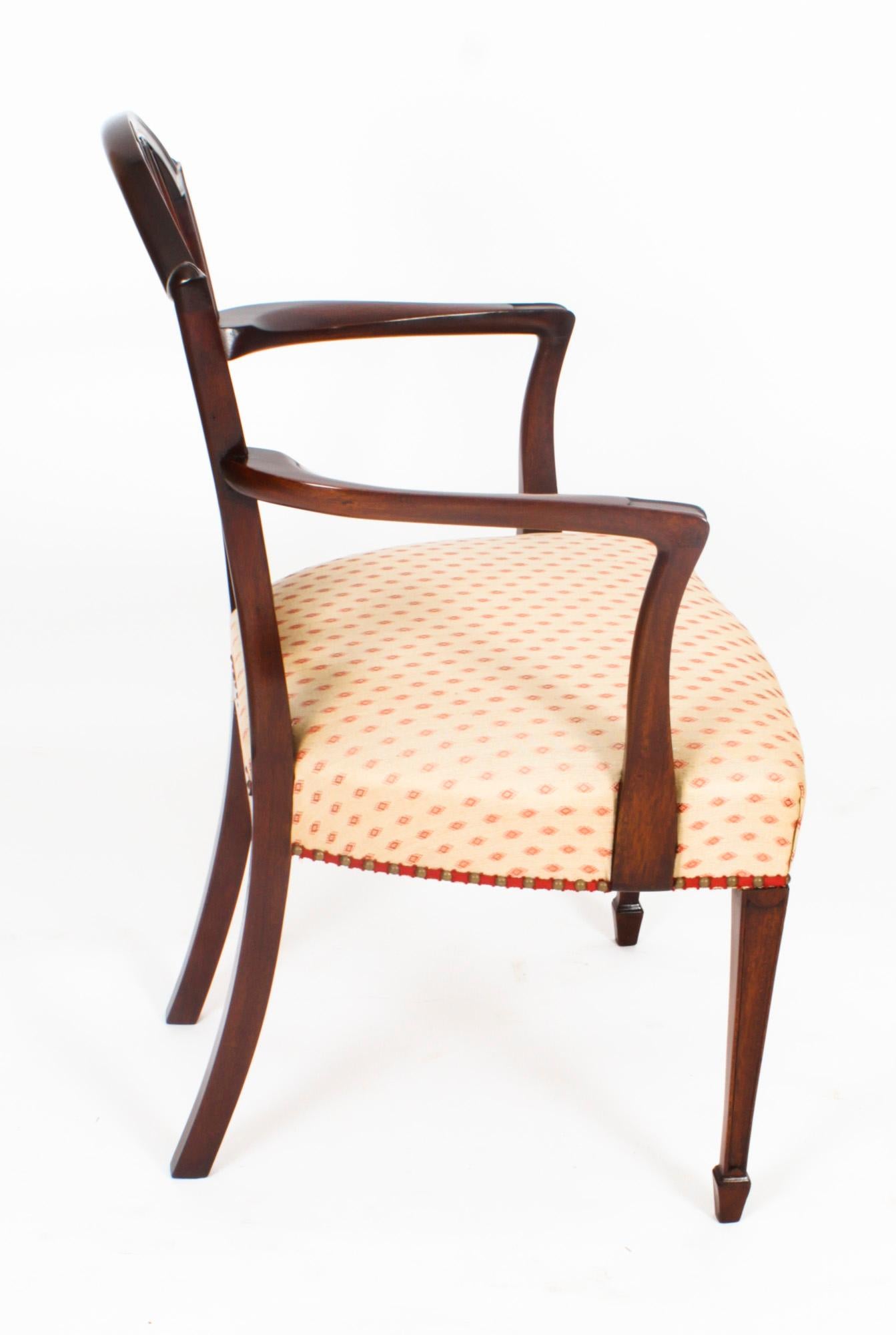 Late 19th Century Antique Set 14 Hepplewhite Mahogany Dining Chairs 19th Century