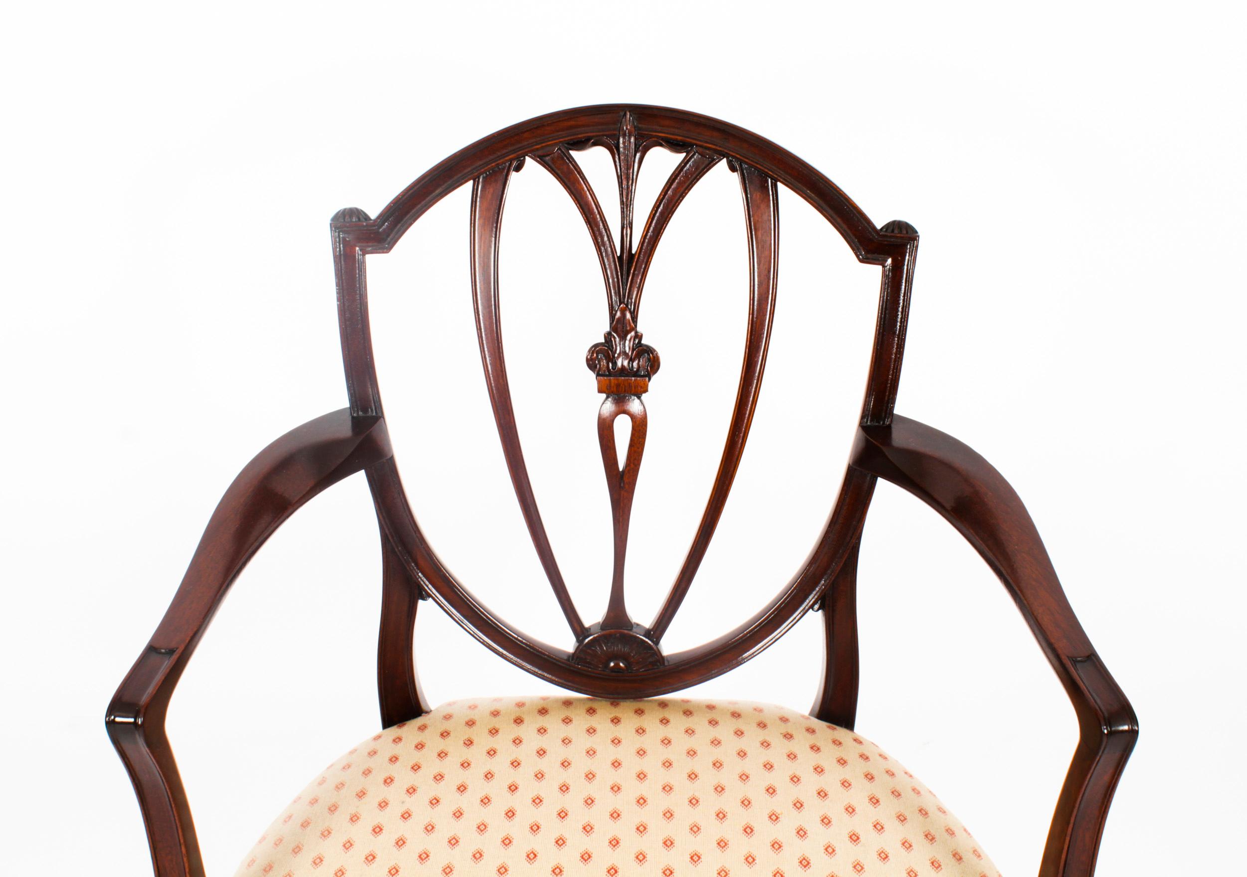 Antique Set 14 Hepplewhite Mahogany Dining Chairs 19th Century 2