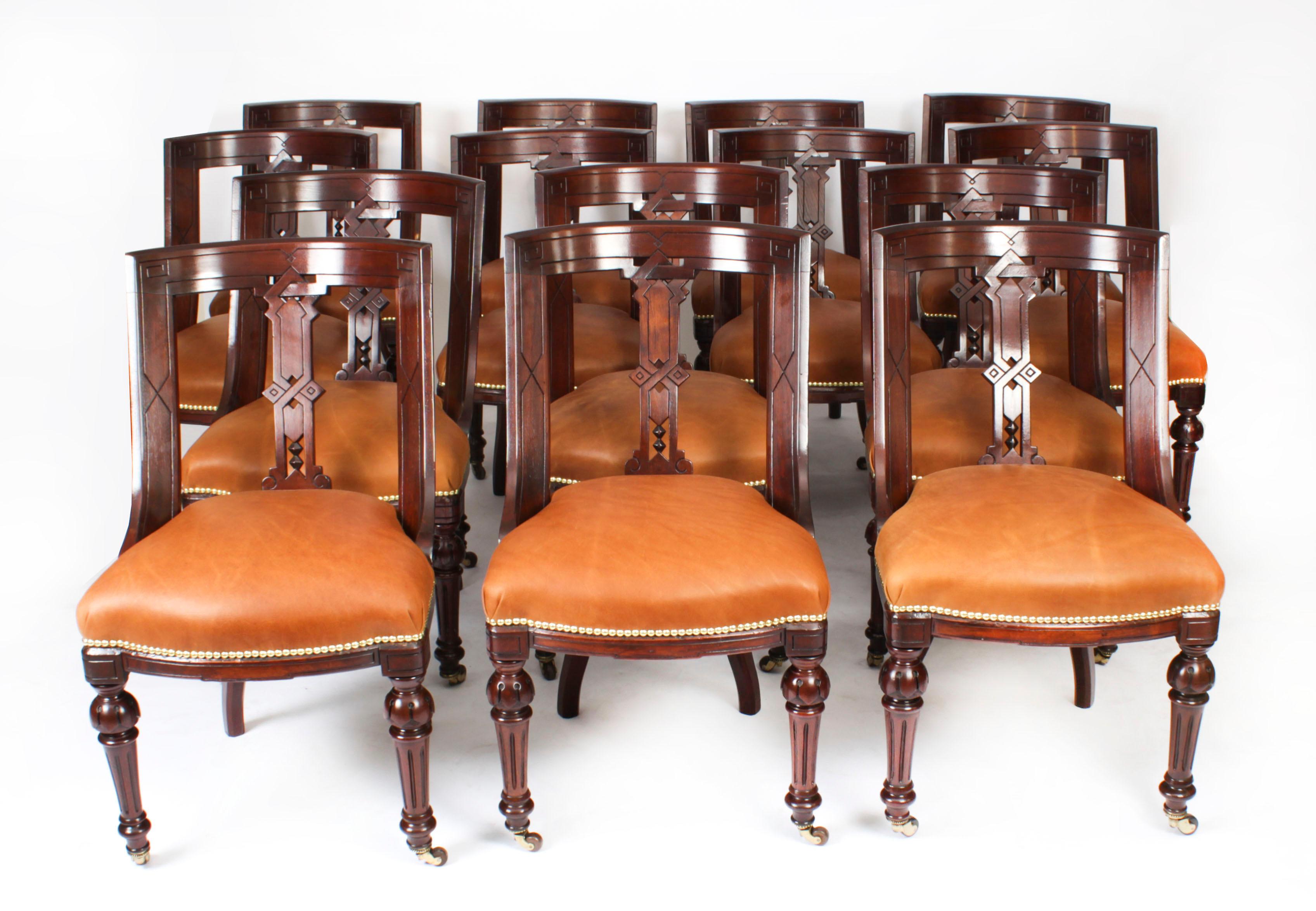Antique Set 14 Scottish Athenian Dining Chairs, 19th Century For Sale 11