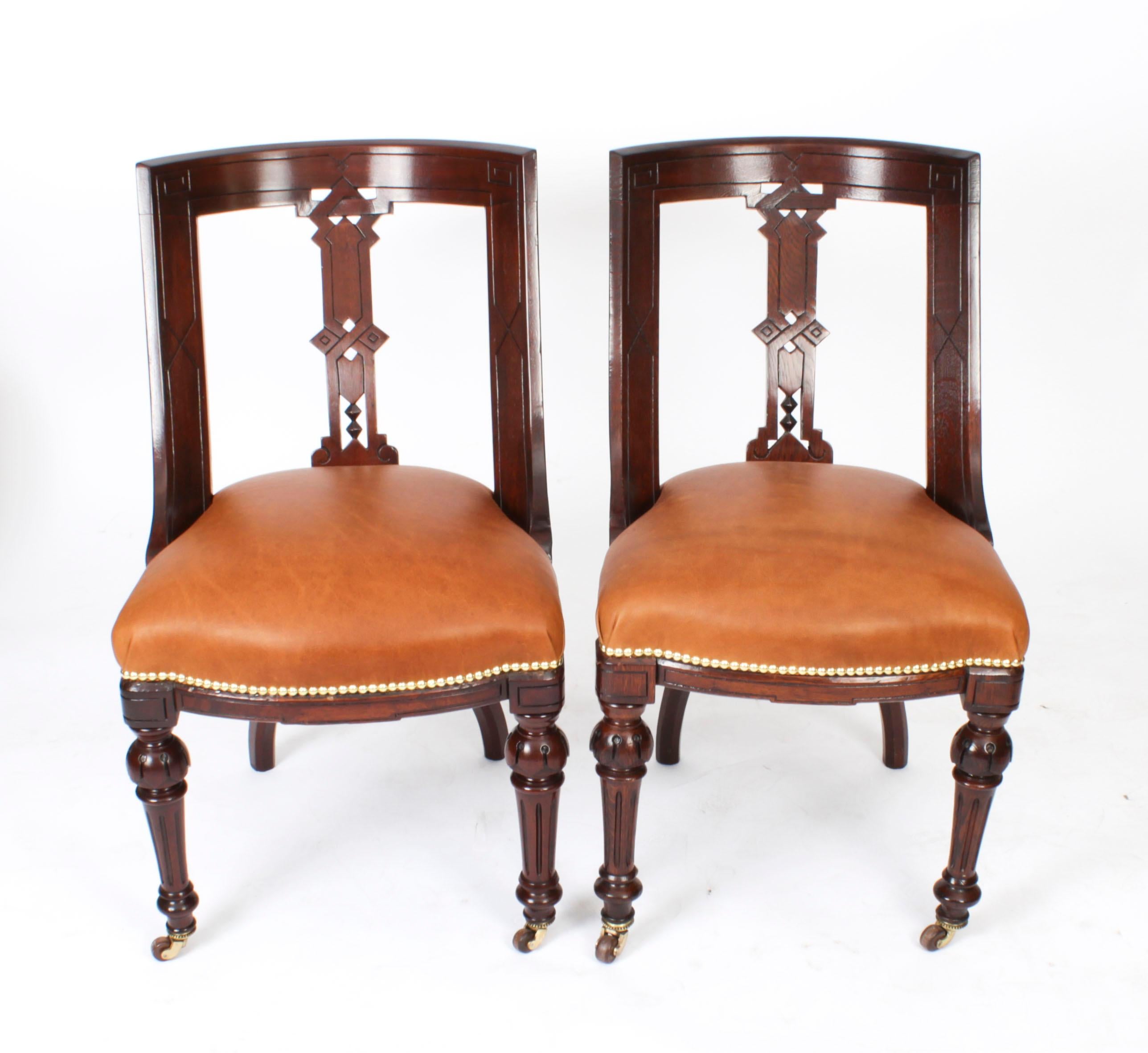 This is a lovely set of fourteen antique Victorian solid mahogany 