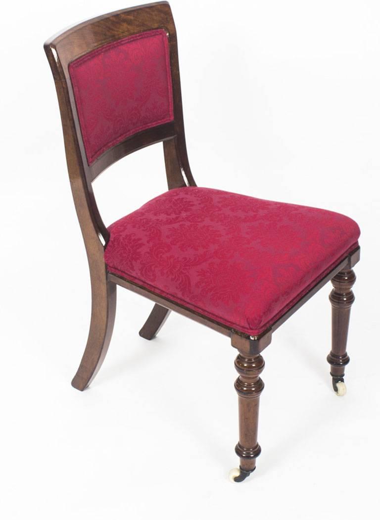 Late 19th Century Antique Set 14 Victorian Mahogany Upholstered Back Dining Chairs, 19th Century