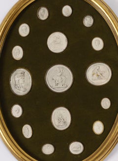 Ensemble antique de 17 intailles encadrées Grand Tour Giovanni Liberotti 19ème siècle
