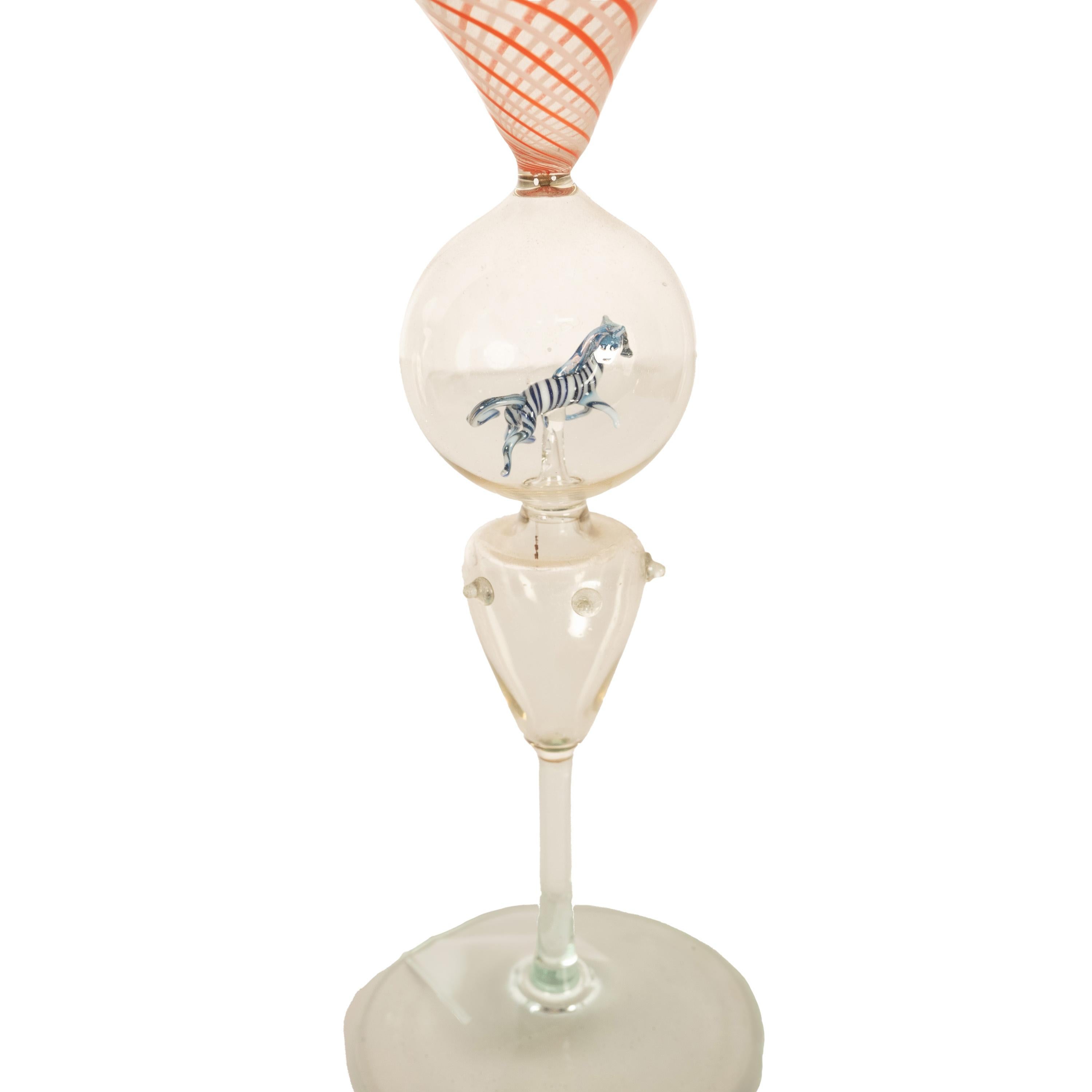 Antique Set 3 Handblown Martini Glasses Animals Bimini Werkstätte Austria 1925 For Sale 4