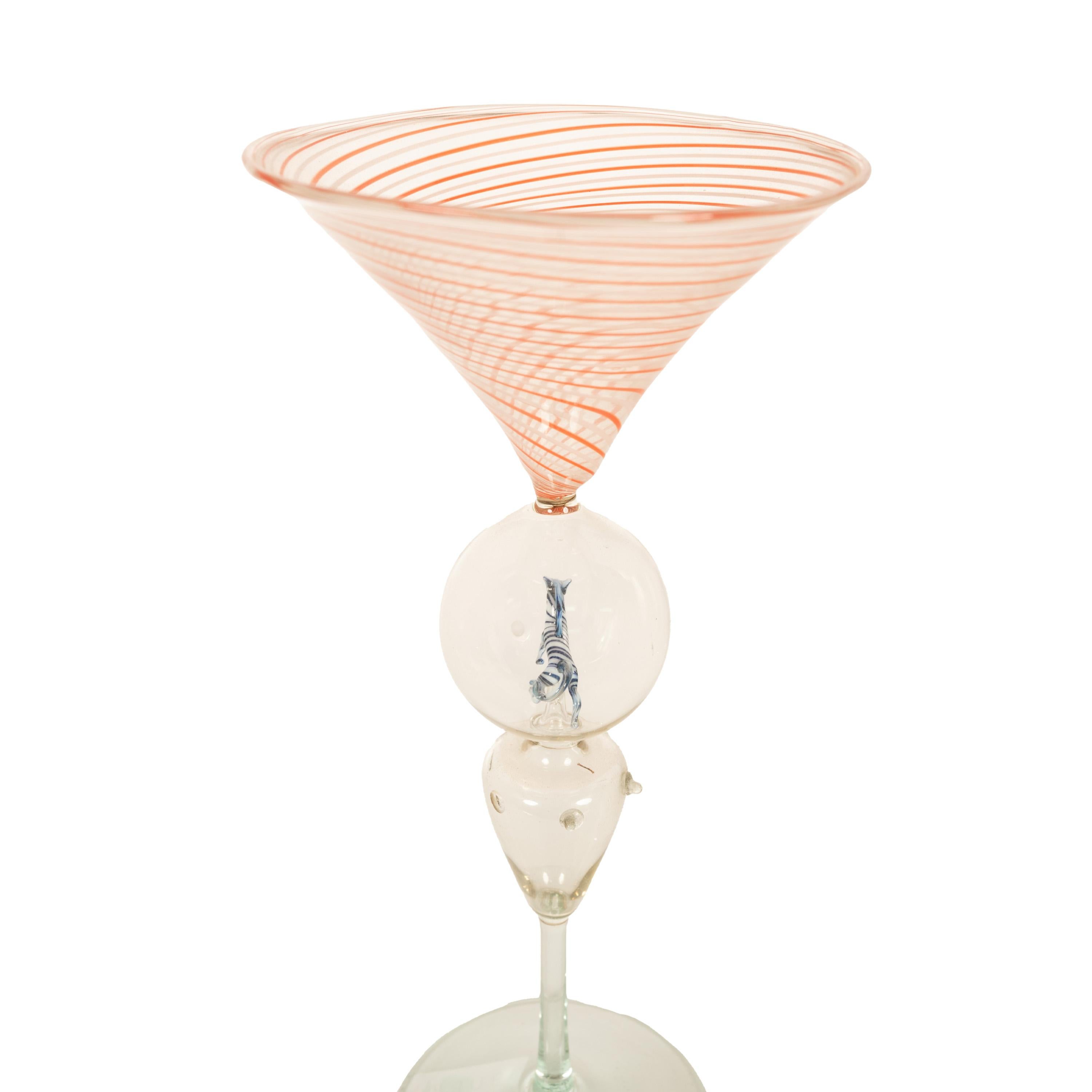 Antique Set 3 Handblown Martini Glasses Animals Bimini Werkstätte Austria 1925 For Sale 5