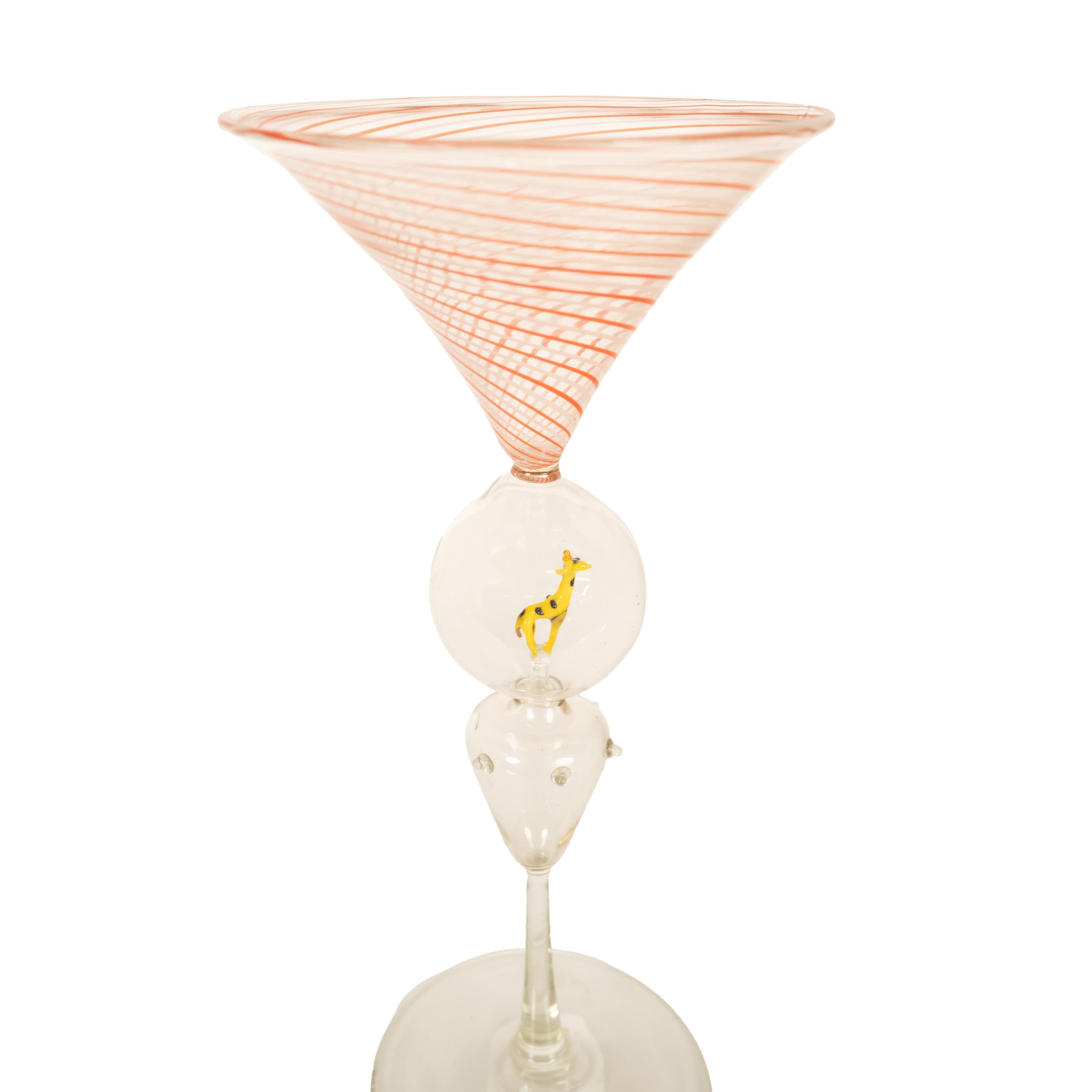 Antique Set 3 Handblown Martini Glasses Animals Bimini Werkstätte Austria 1925 For Sale 6