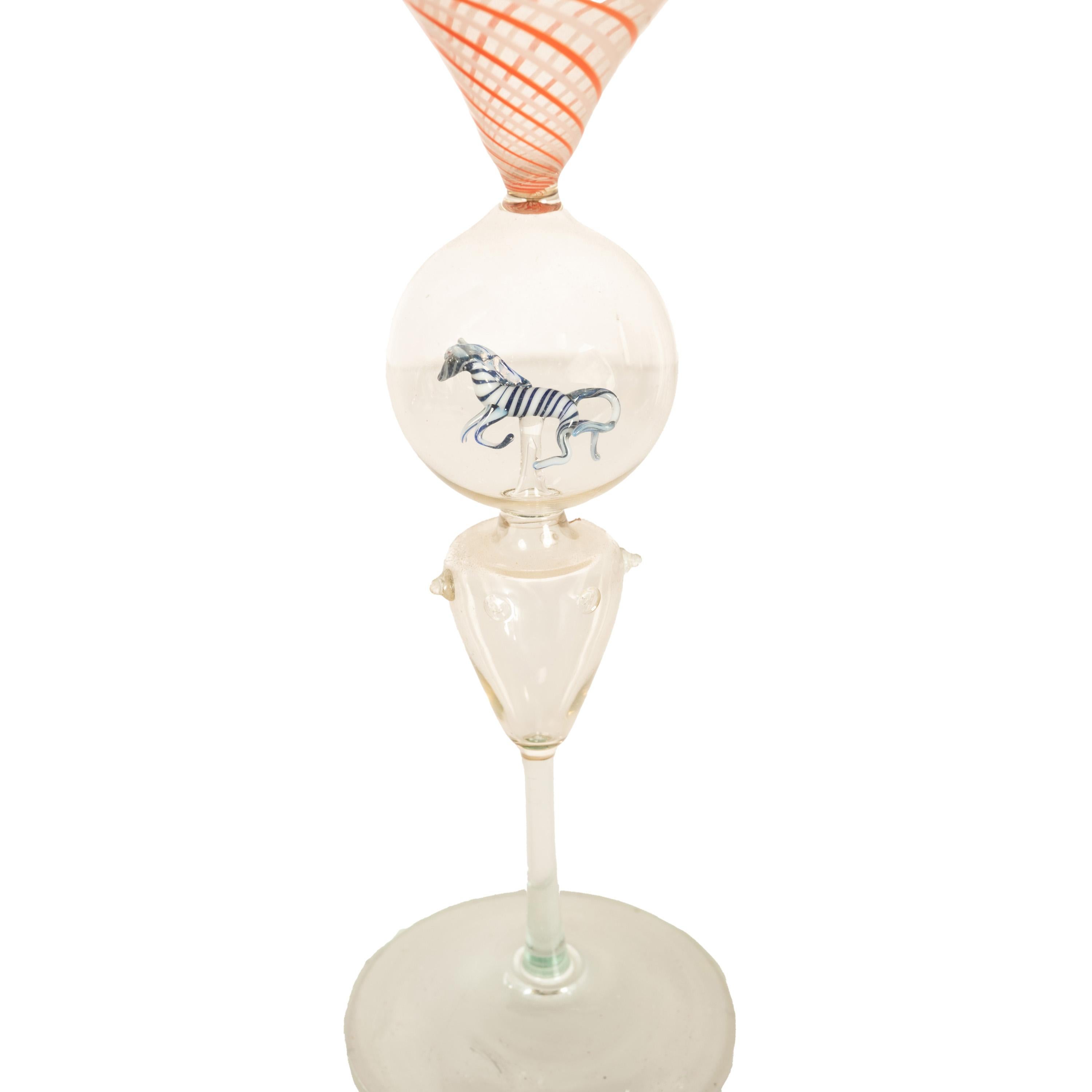 Antique Set 3 Handblown Martini Glasses Animals Bimini Werkstätte Austria 1925 For Sale 2