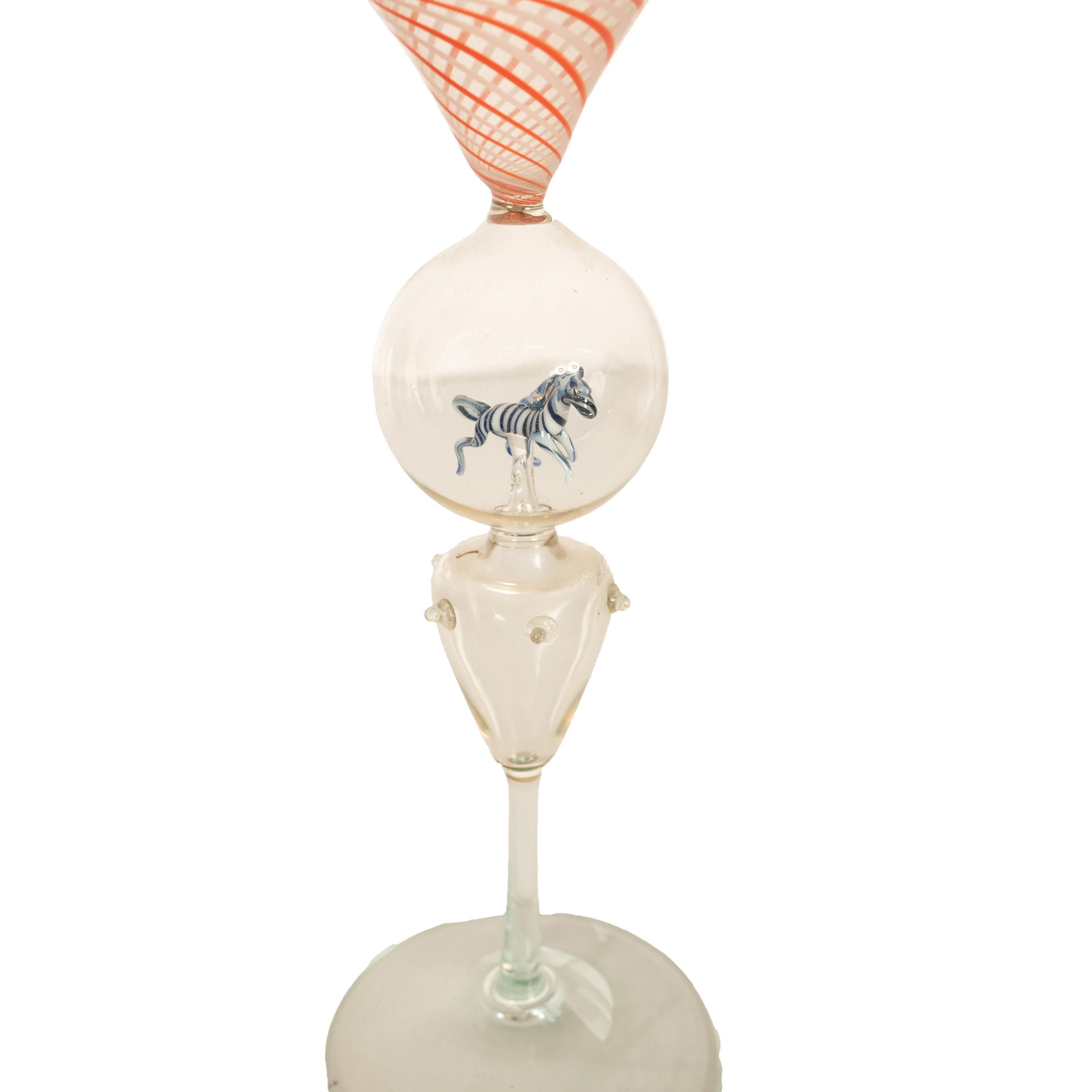 Antique Set 3 Handblown Martini Glasses Animals Bimini Werkstätte Austria 1925 For Sale 3