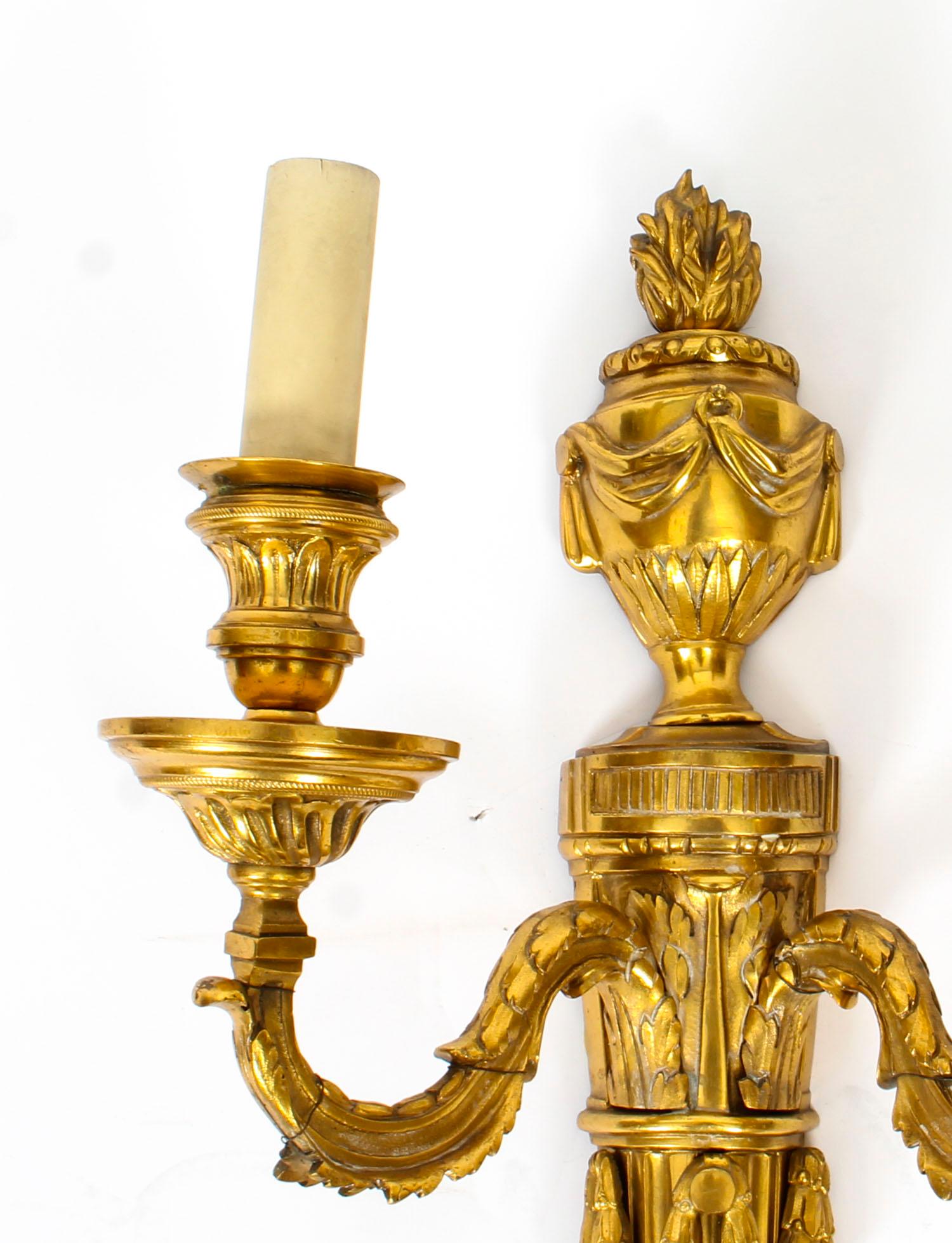Antique Set of 4 Adam Revival Omolu Twin Branch Wall Lights, 19th Century In Good Condition In London, GB