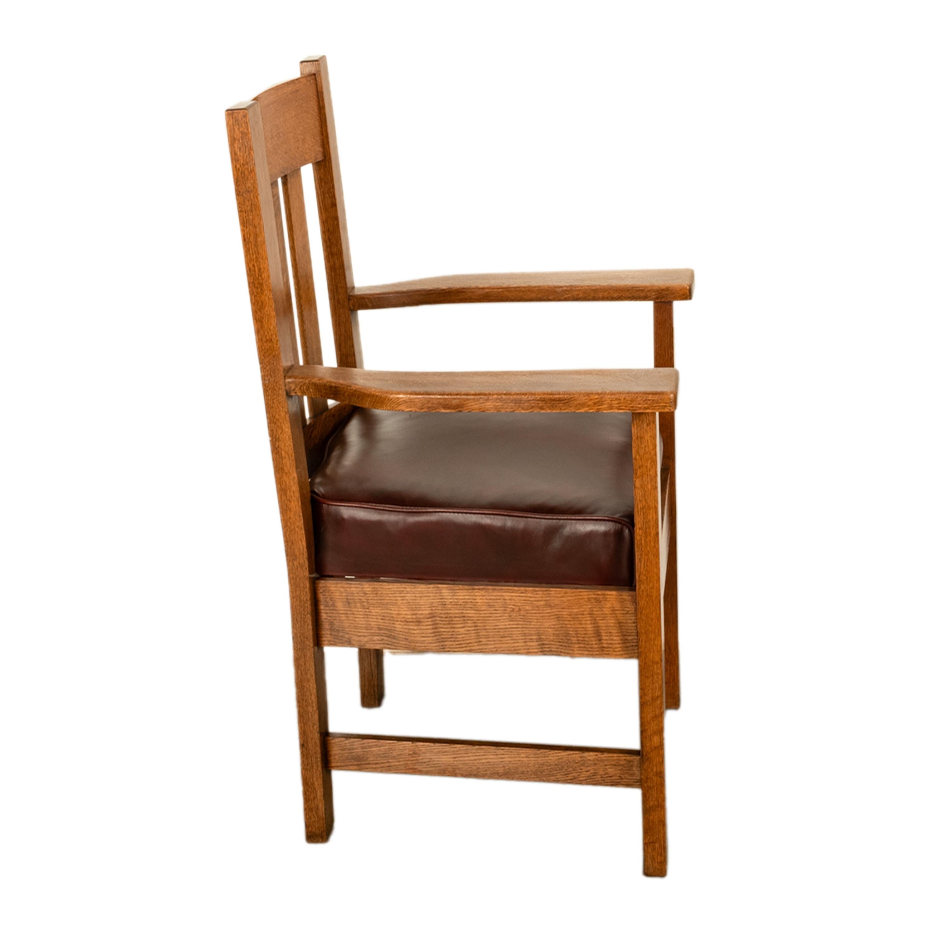 Antique Set 4 American Oak Arts & Crafts Mission Arm Chairs Stickley Oregon 1910 For Sale 5